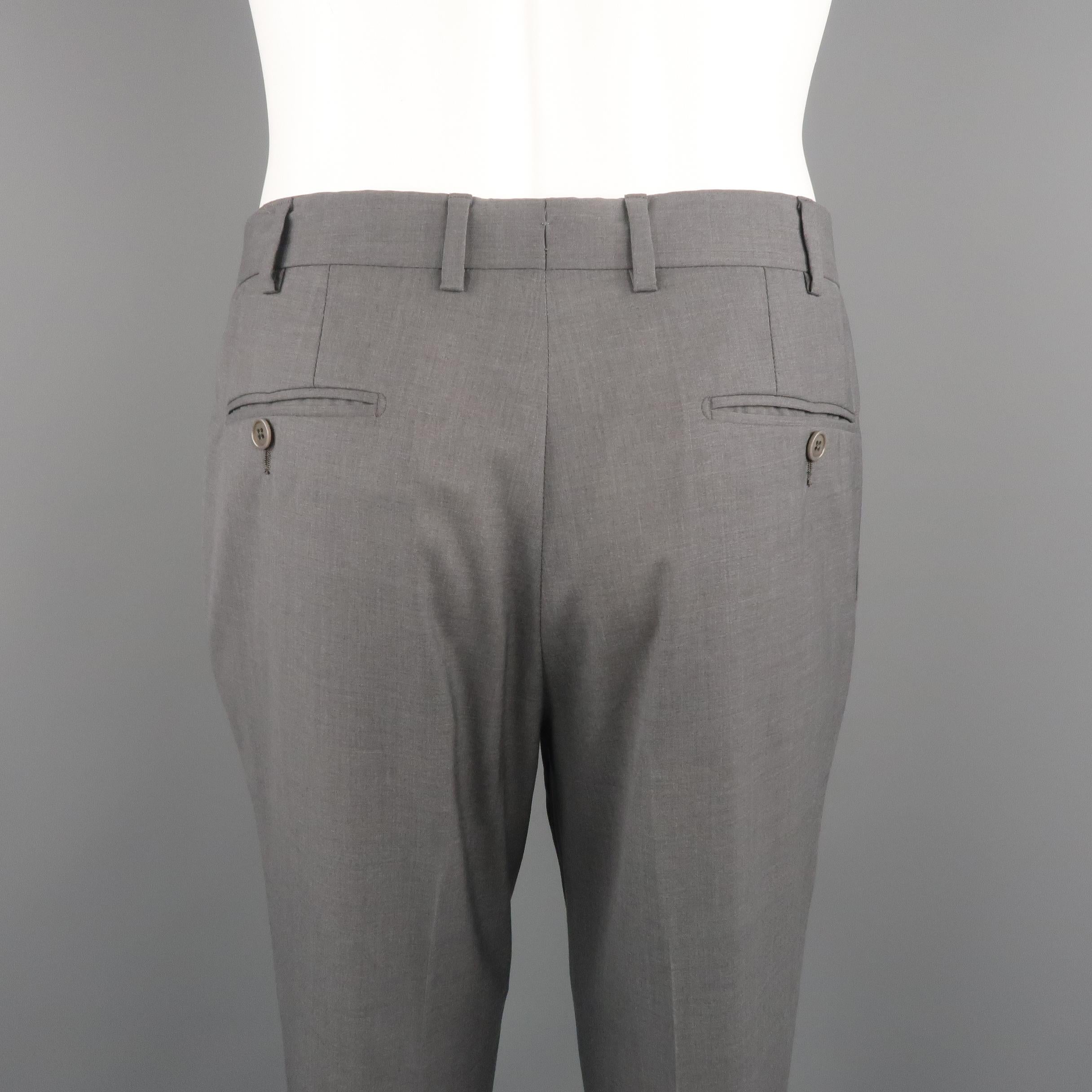 Men's ERMENEGILDO ZEGNA Size 32 Dark Gray Solid Wool Dress Pants