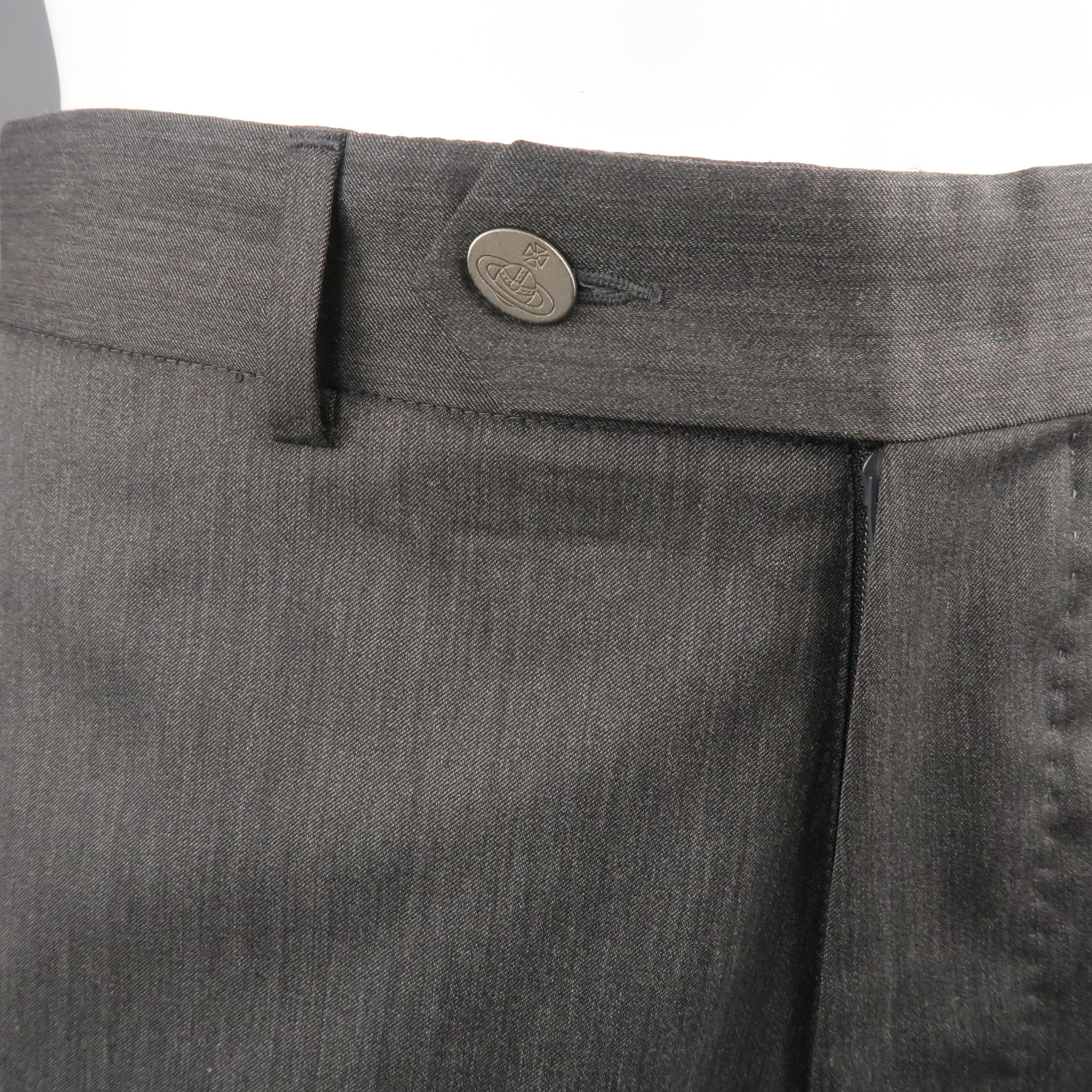 Black VIVIENNE WESTWOOD Size 32 Charcoal Solid Wool / Nylon Dress Pants