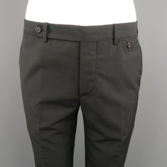 PRADA Size 32 Charcoal Gingham Wool Dress Pants