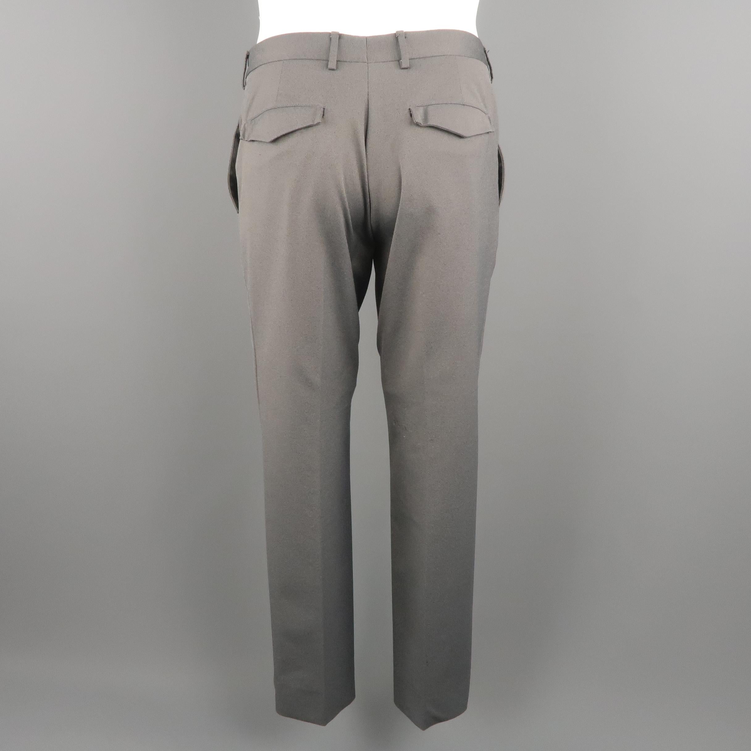 Gray PRADA Size 32 Grey Solid Nylon Blend Dress Pants