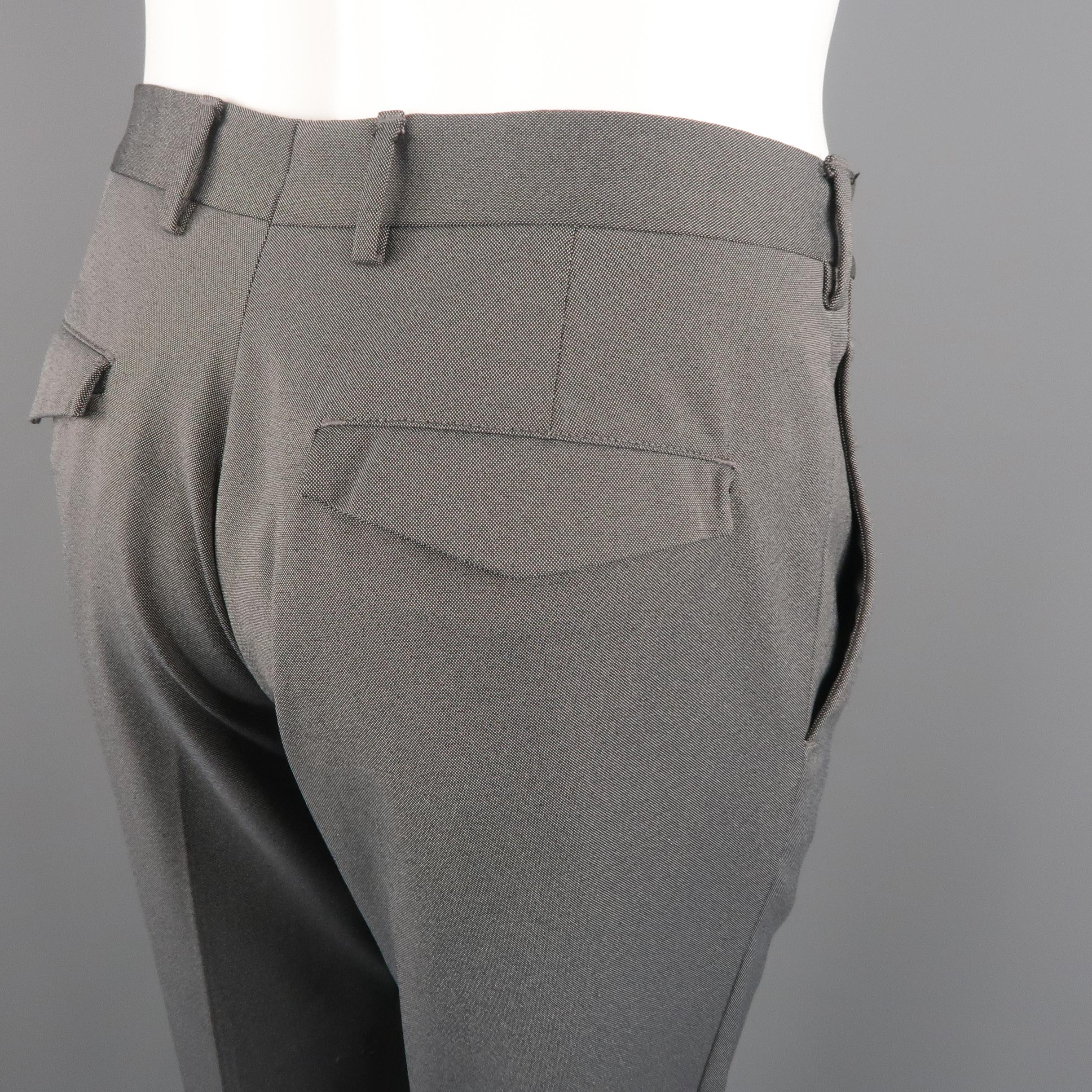 Men's PRADA Size 32 Grey Solid Nylon Blend Dress Pants