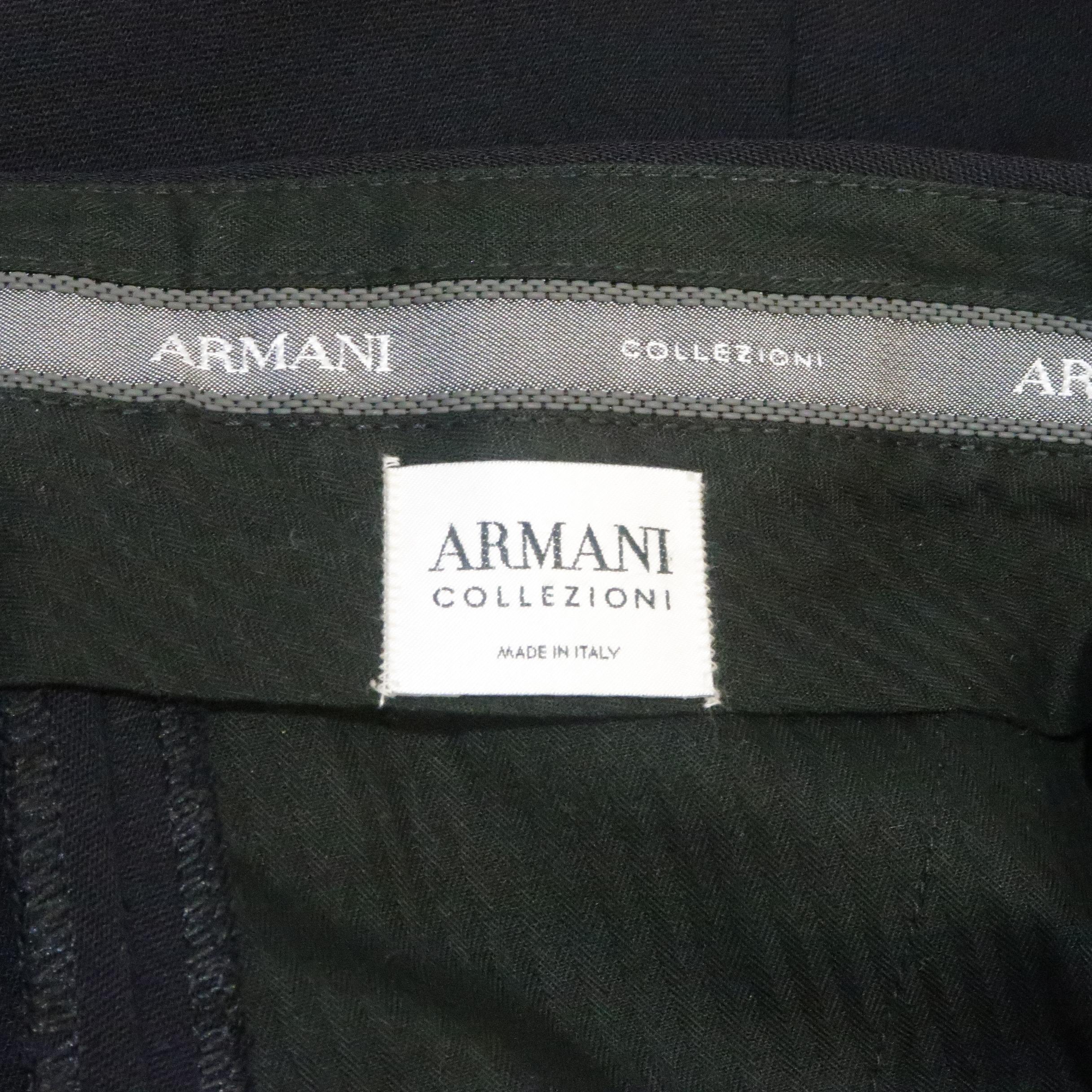 ARMANI COLLEZIONI Size 32 Black Solid Wool Dress Pants 2