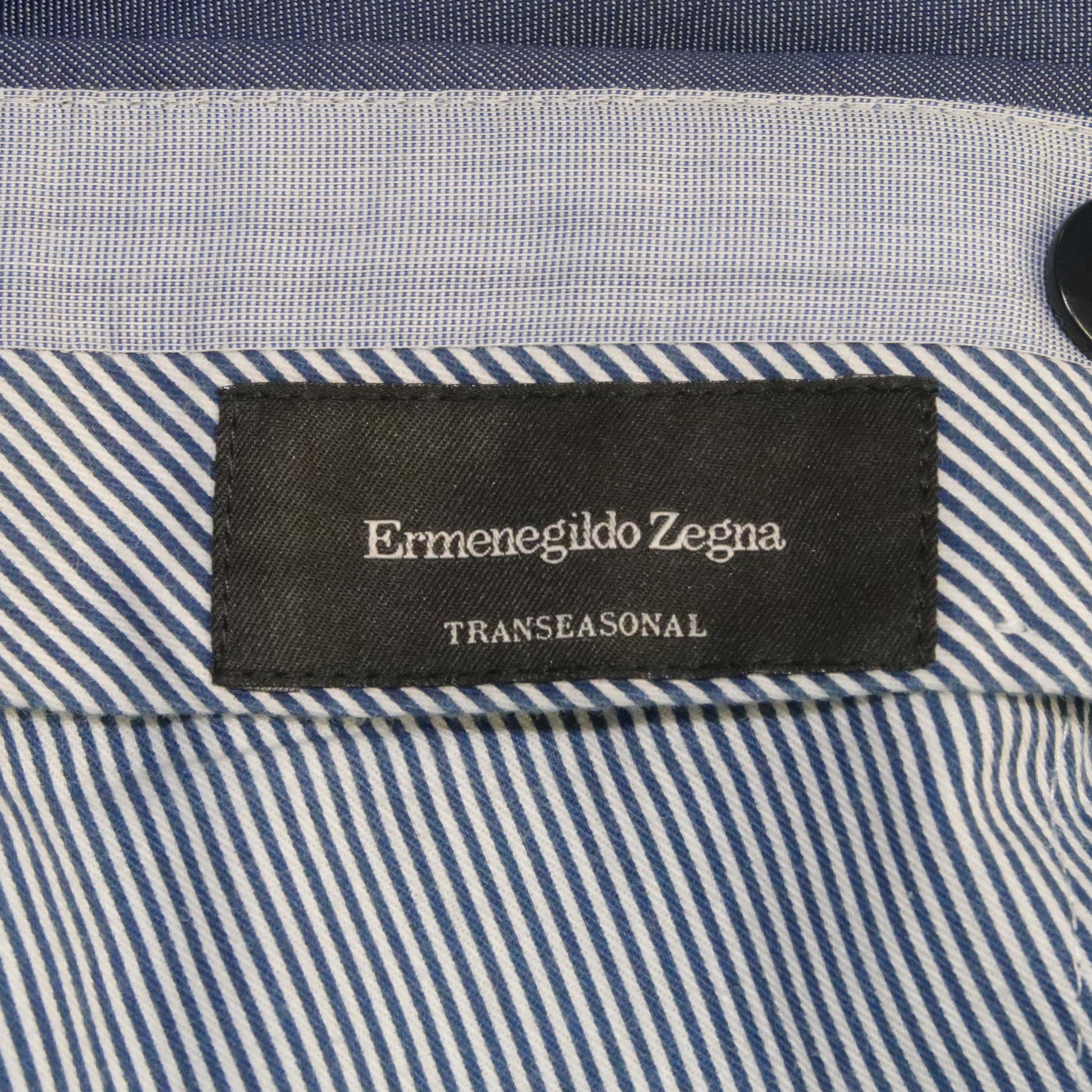 ERMENEGILDO ZEGNA Size 32 Steel Blue Solid Wool Dress Pants 2