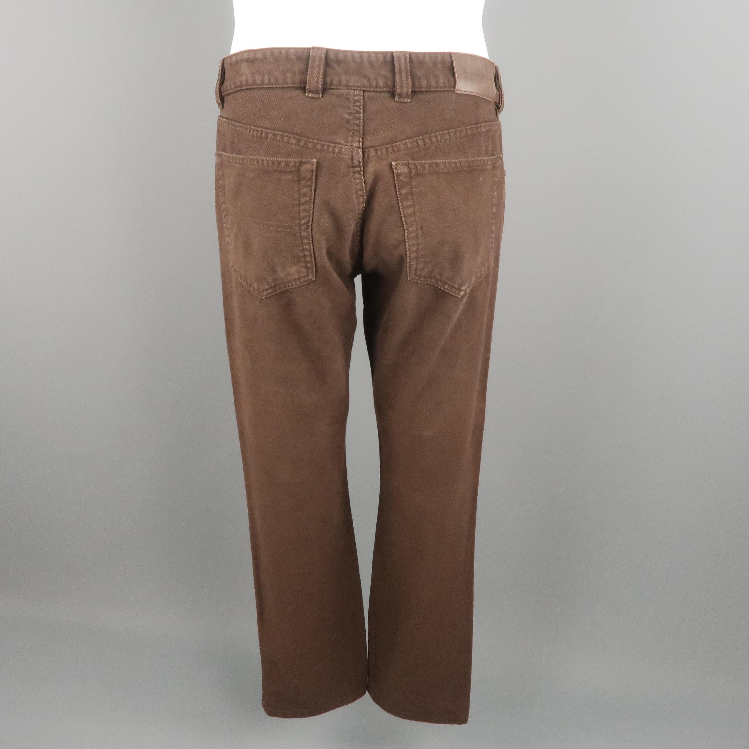 Black ERMENEGILDO ZEGNA Size 32 Brown Solid Cotton Jeans
