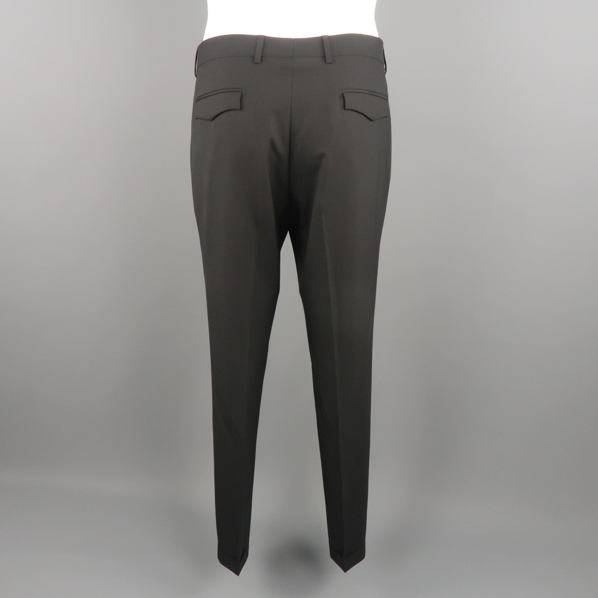 DIOR HOMME Size 34 Black Solid Wool Dress Pants In Excellent Condition In San Francisco, CA