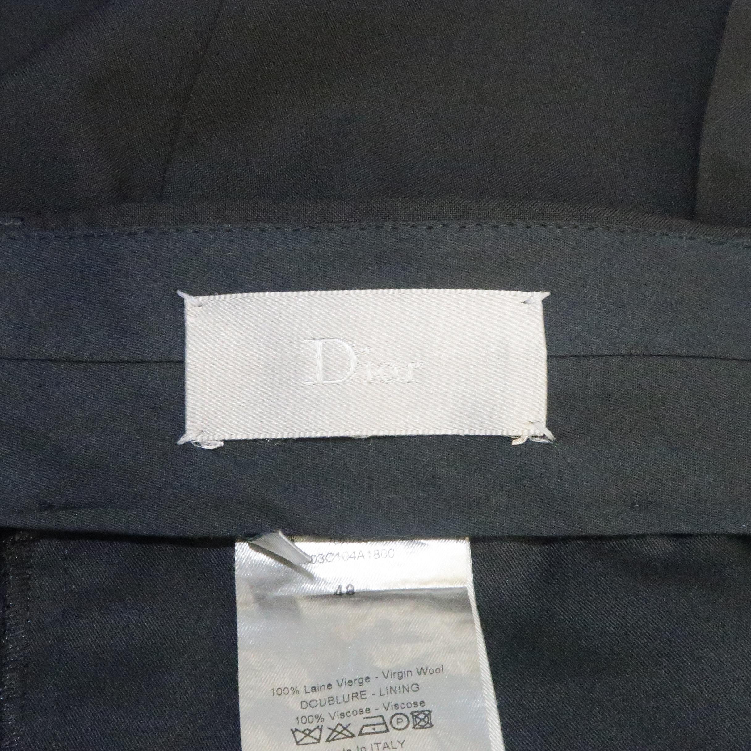 DIOR HOMME Size 34 Black Solid Wool Dress Pants 3