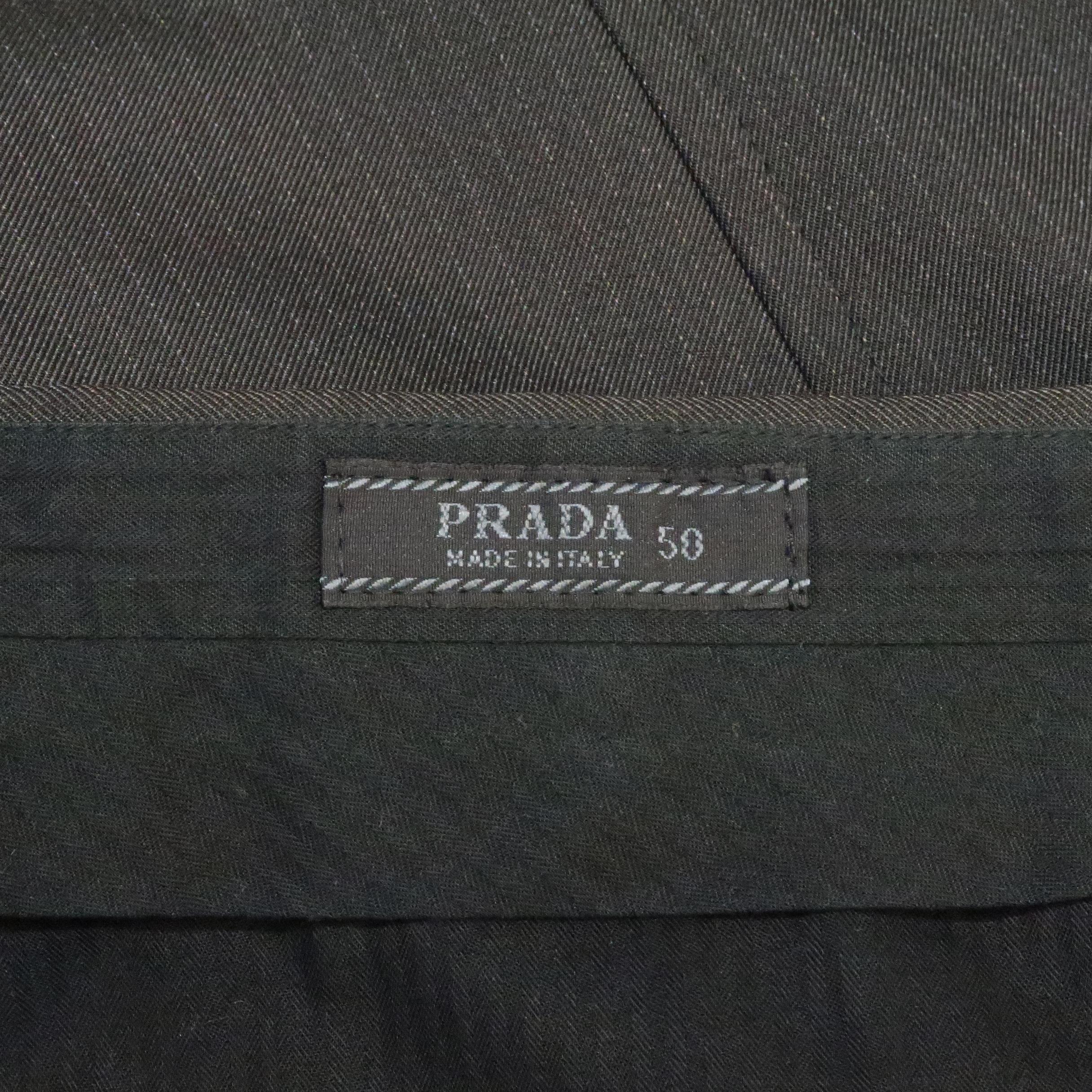 PRADA Size 34 Charcoal Stripe Nylon Blend Dress Pants 3