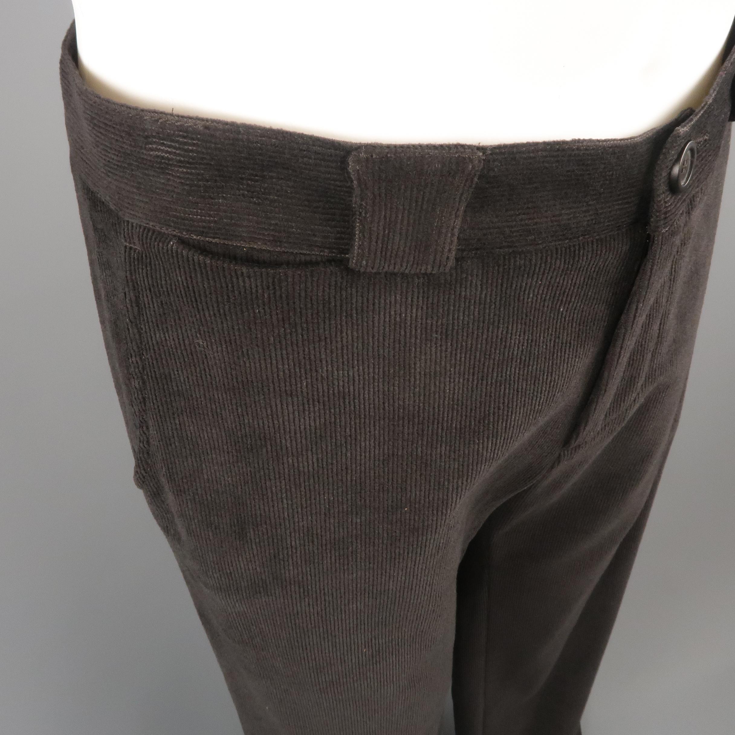 Black GIORGIO ARMANI Size 34 Brown Solid Corduroy Dress Pants