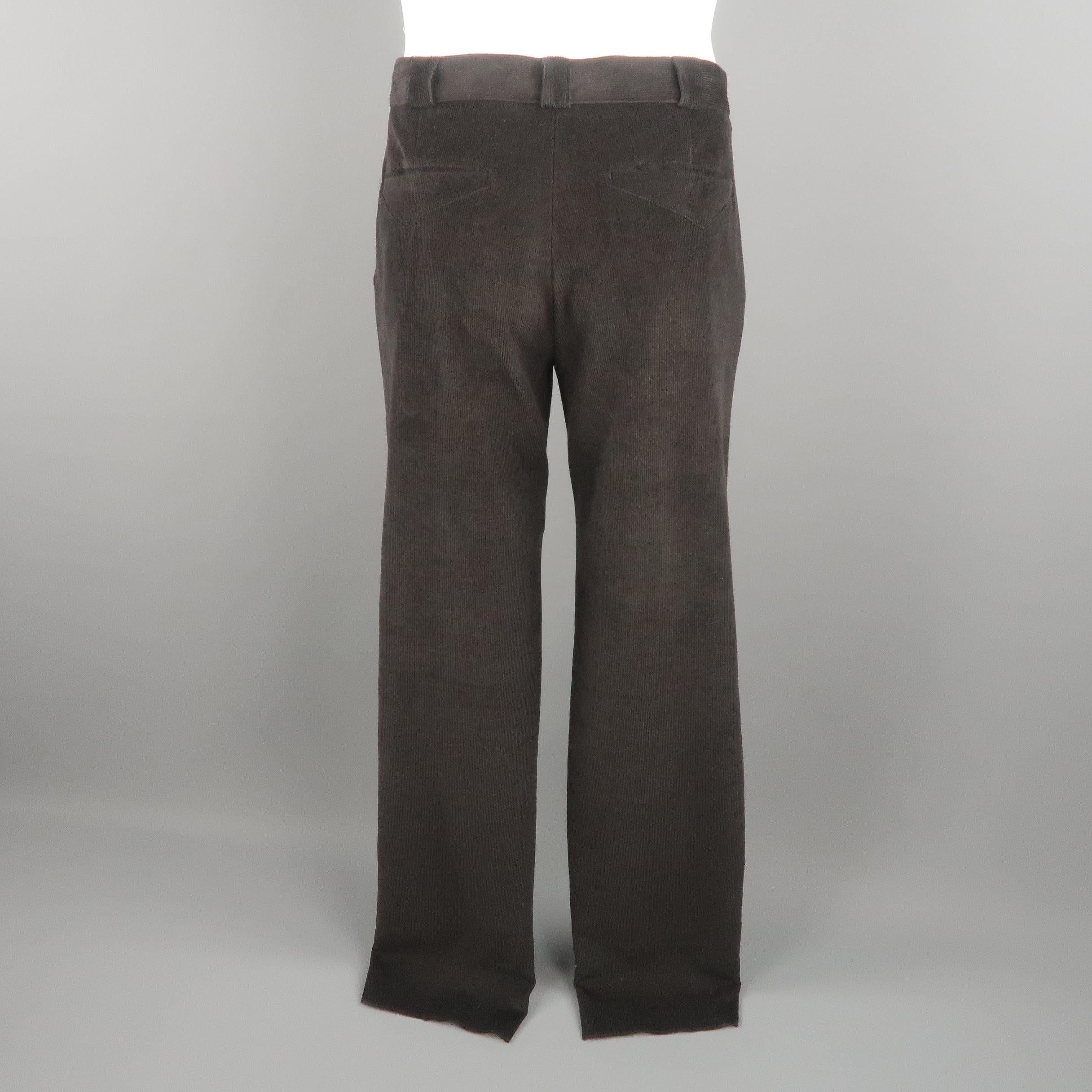 GIORGIO ARMANI Size 34 Brown Solid Corduroy Dress Pants In New Condition In San Francisco, CA