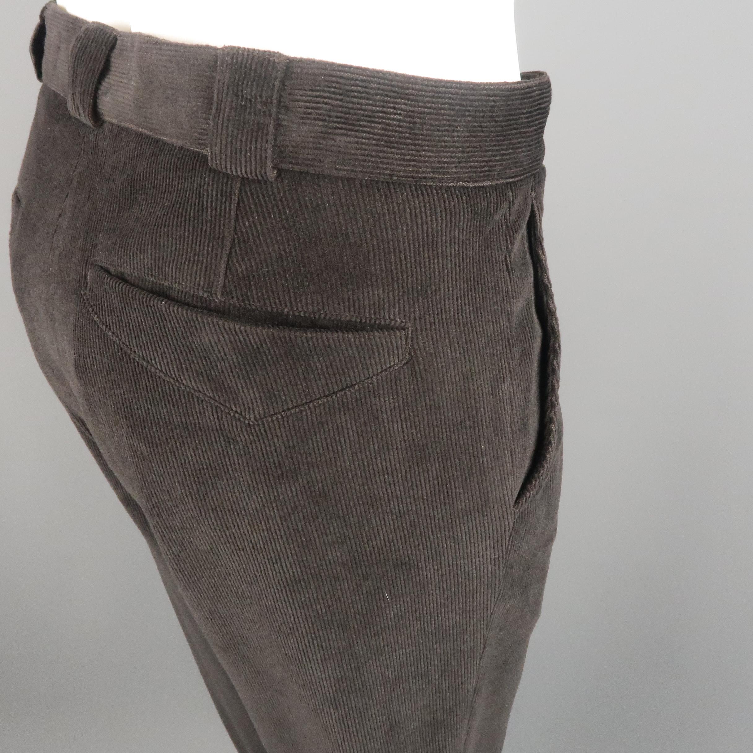 GIORGIO ARMANI Size 34 Brown Solid Corduroy Dress Pants 1