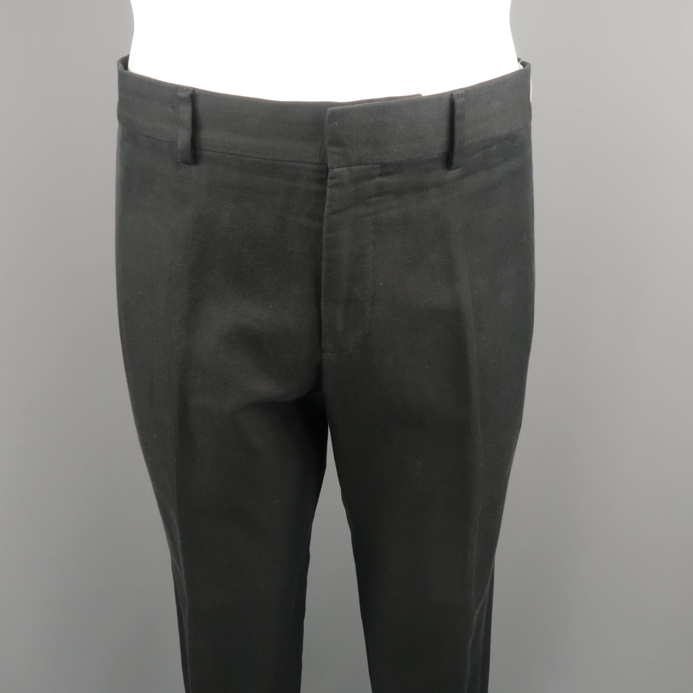 Men's GUCCI Size 34 Black Solid Cotton / Linen Dress Pants