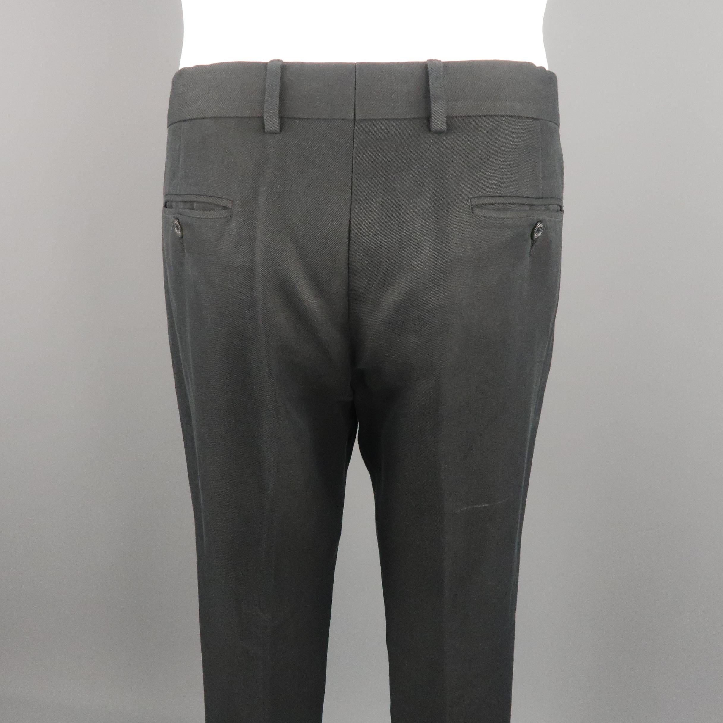 GUCCI Size 34 Black Solid Cotton / Linen Dress Pants In Good Condition In San Francisco, CA