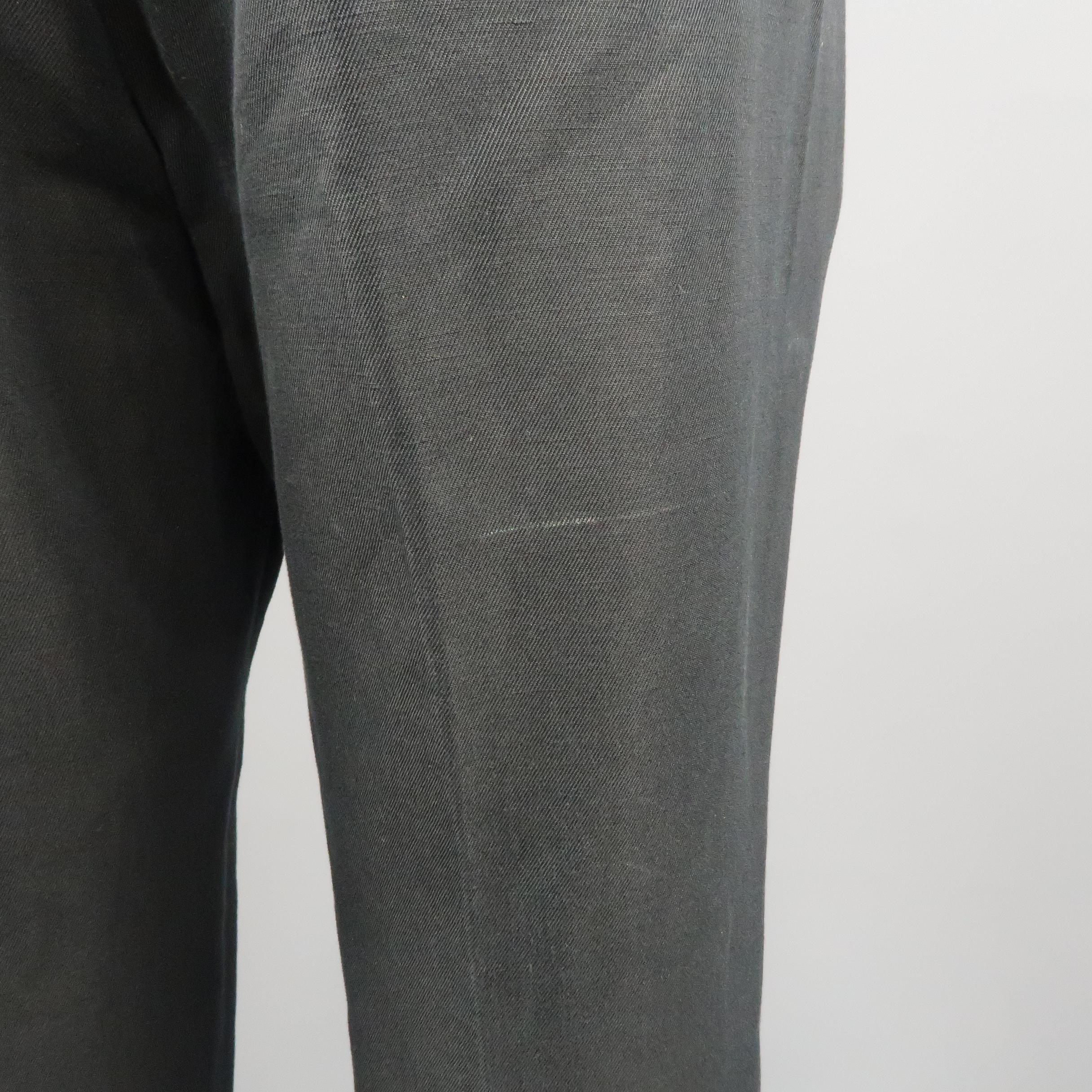 GUCCI Size 34 Black Solid Cotton / Linen Dress Pants 2