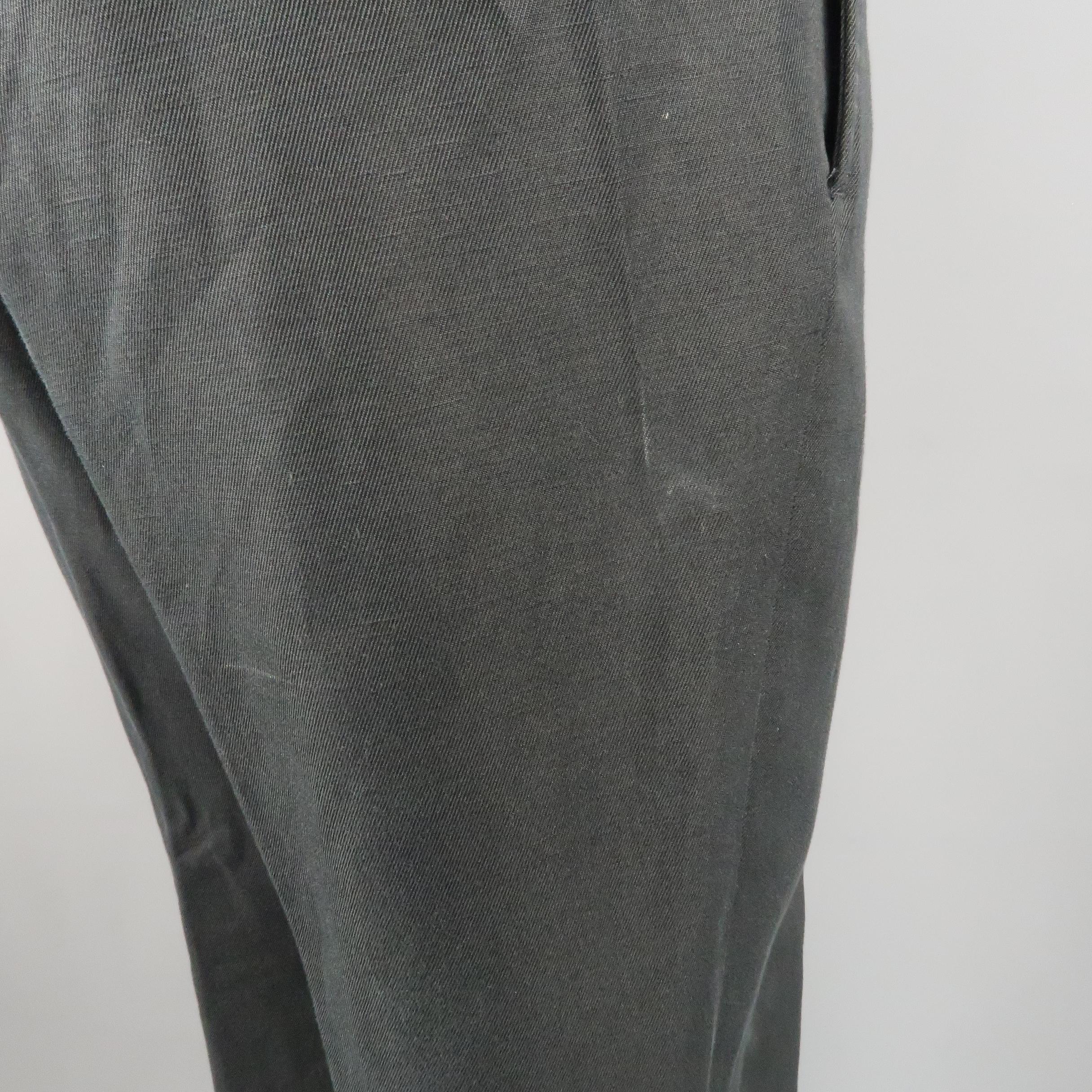 GUCCI Size 34 Black Solid Cotton / Linen Dress Pants 3