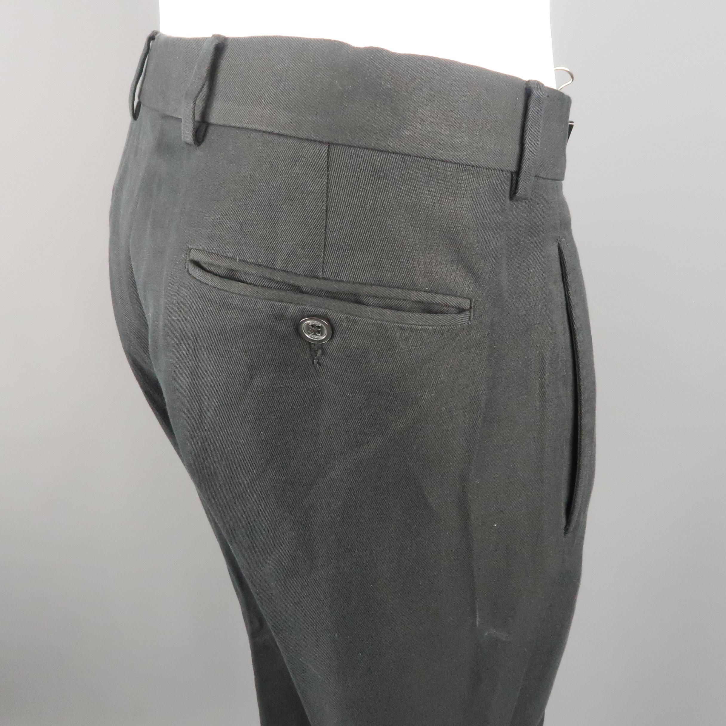 GUCCI Size 34 Black Solid Cotton / Linen Dress Pants 4