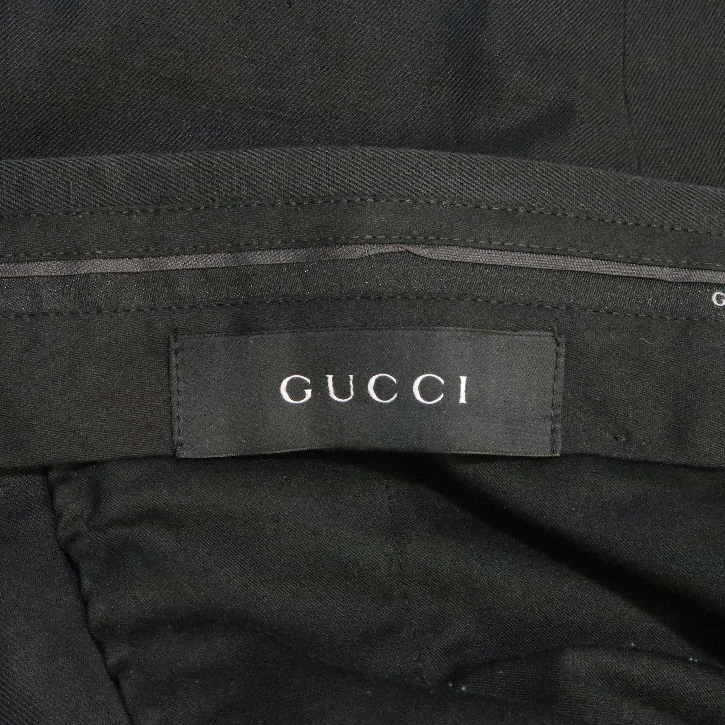 GUCCI Size 34 Black Solid Cotton / Linen Dress Pants 5