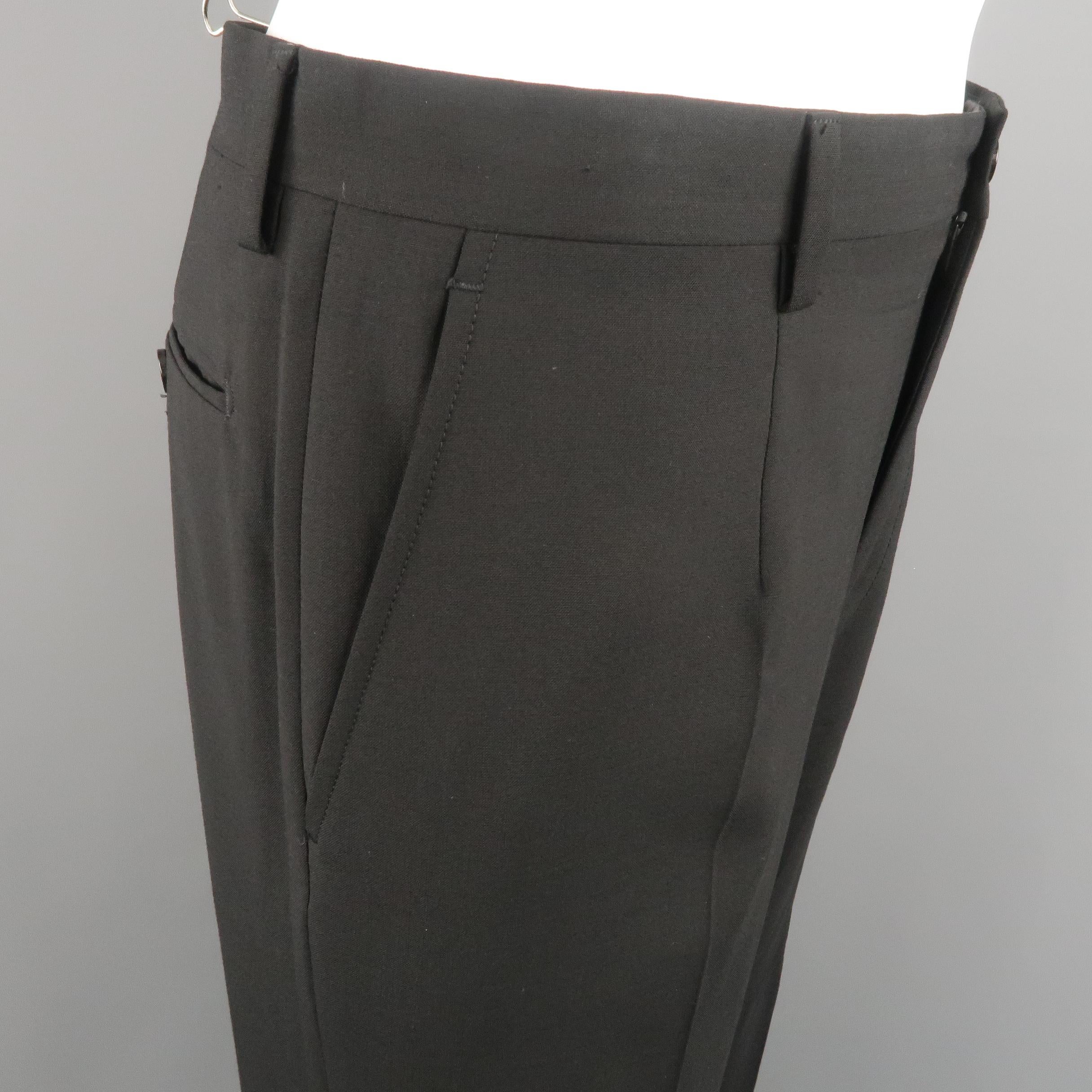 DOLCE & GABBANA Size 34 Black Solid Wool Blend Dress Pants In Excellent Condition In San Francisco, CA