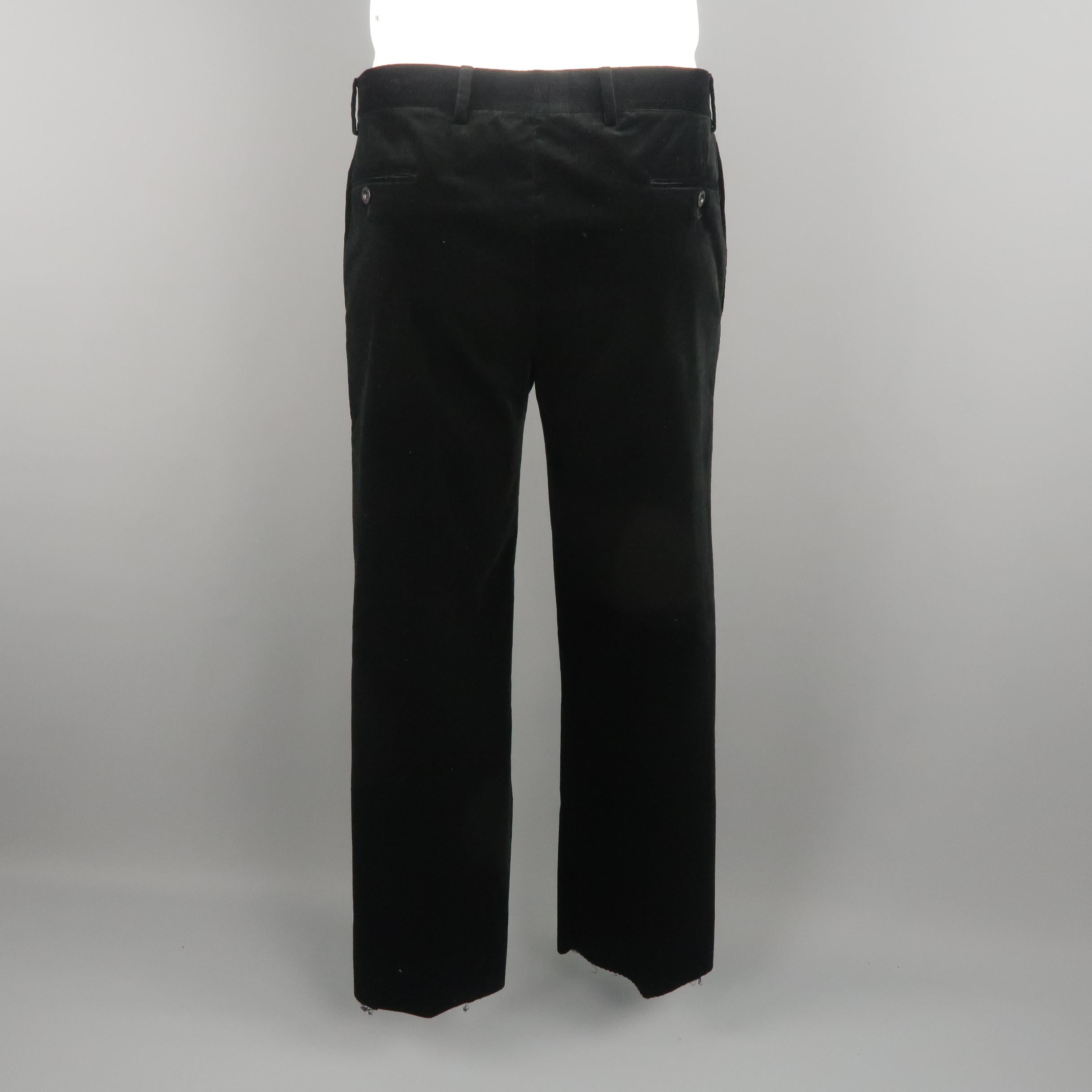 HERMES Size 36 Black Solid Corduroy Dress Pants In Excellent Condition In San Francisco, CA