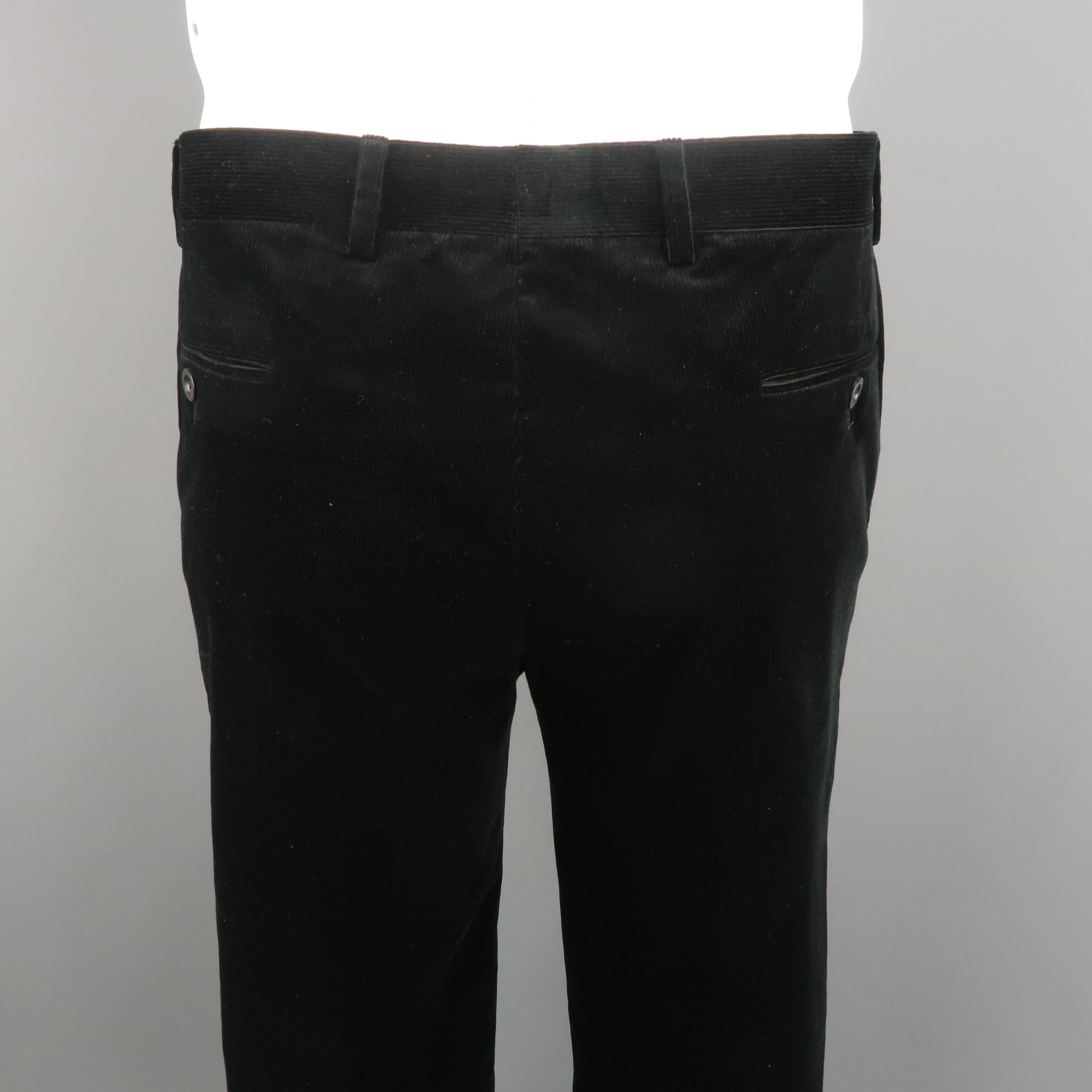 Men's HERMES Size 36 Black Solid Corduroy Dress Pants