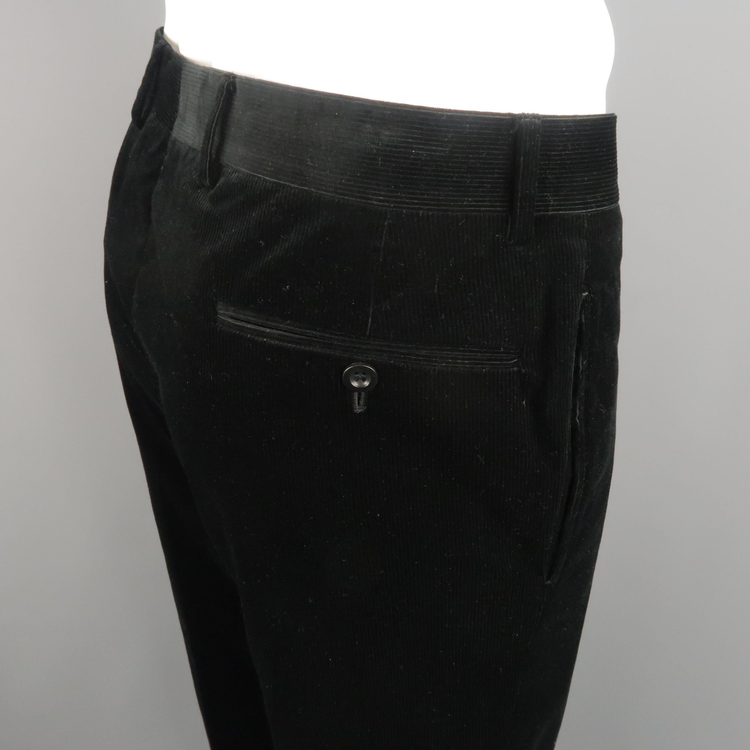 HERMES Size 36 Black Solid Corduroy Dress Pants 1