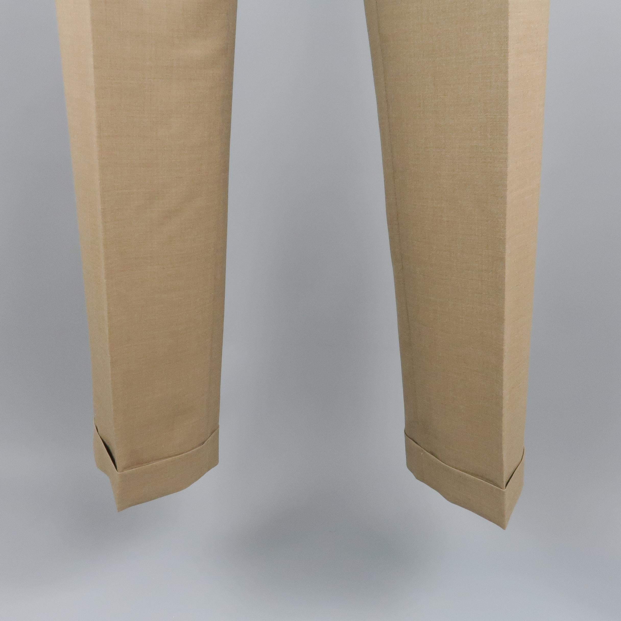Men's ERMENEGILDO ZEGNA Size 33 Olive Solid Wool Dress Pants