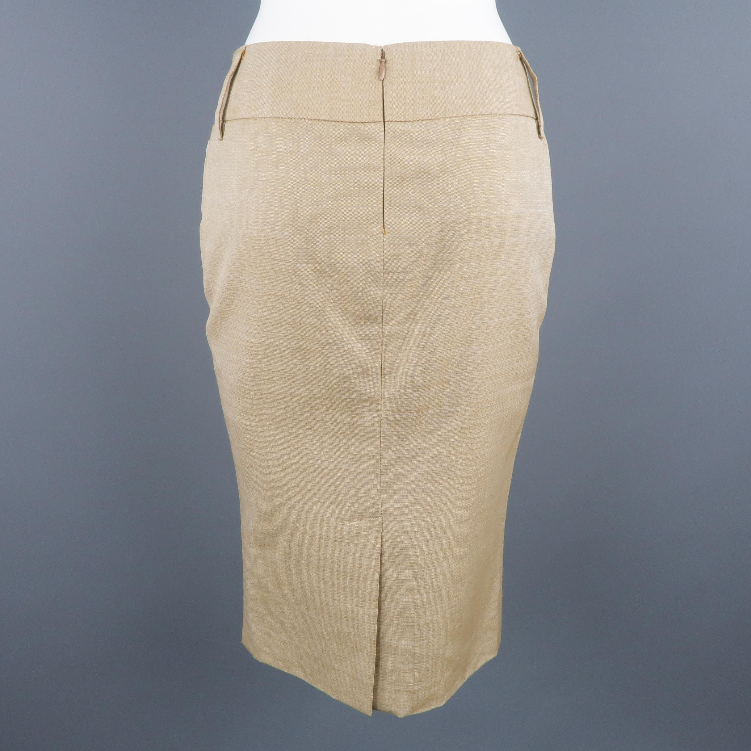 DOLCE & GABBANA Size 2 Beige Silk Pencil Skirt In Good Condition In San Francisco, CA