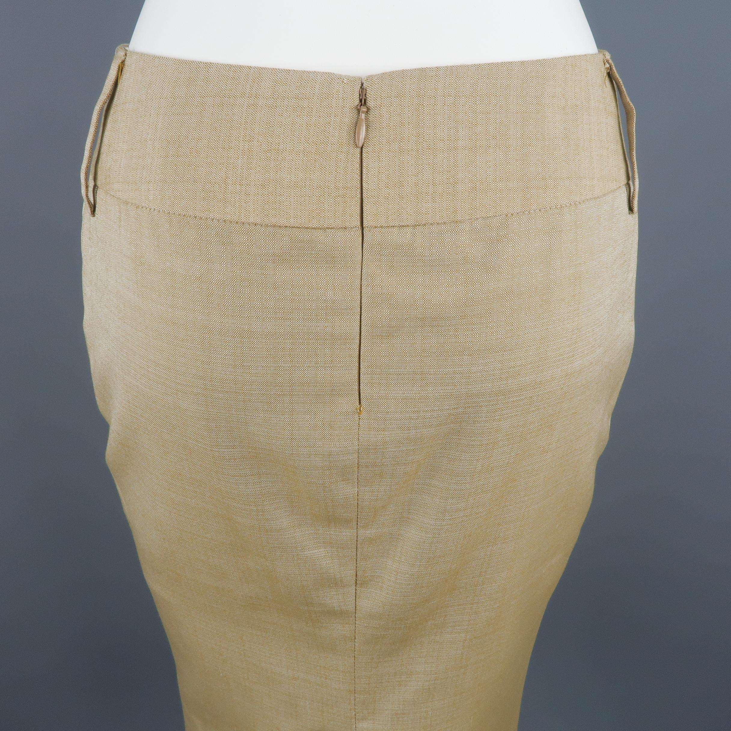 Women's DOLCE & GABBANA Size 2 Beige Silk Pencil Skirt