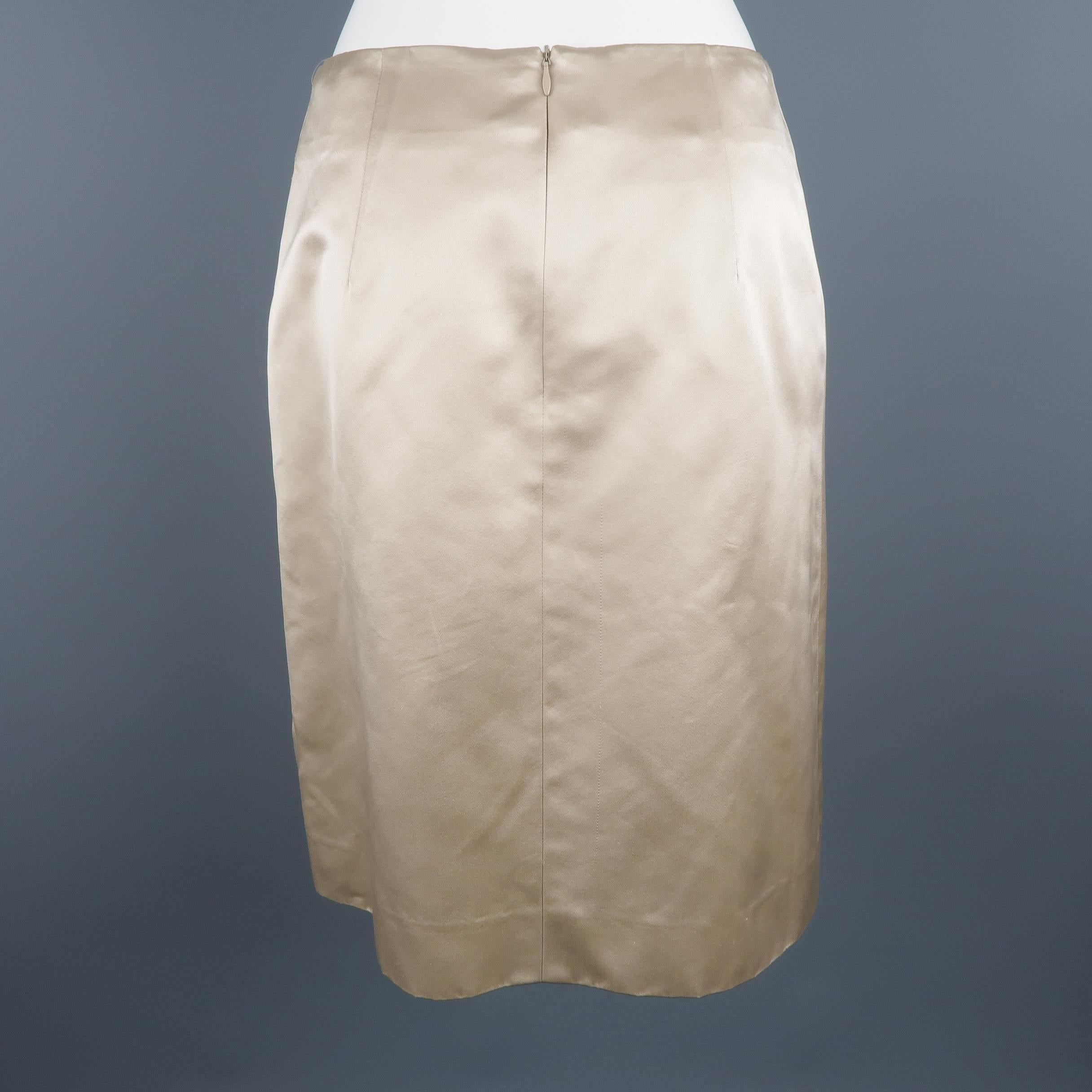 AKRIS Size 6 Gold Silk Skirt In Good Condition In San Francisco, CA