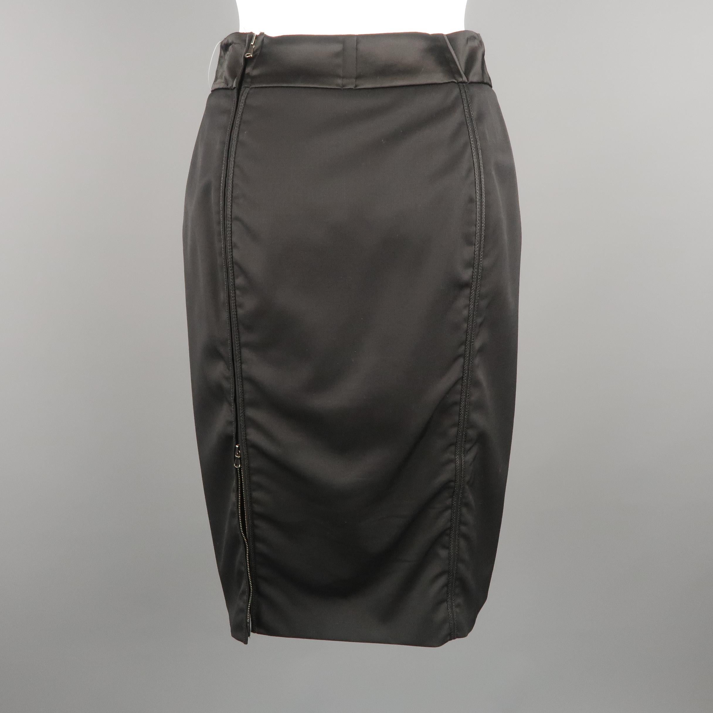 Women's STELLA McCARTNEY Size 6 Black Wool Double Zipper Pencil Skirt