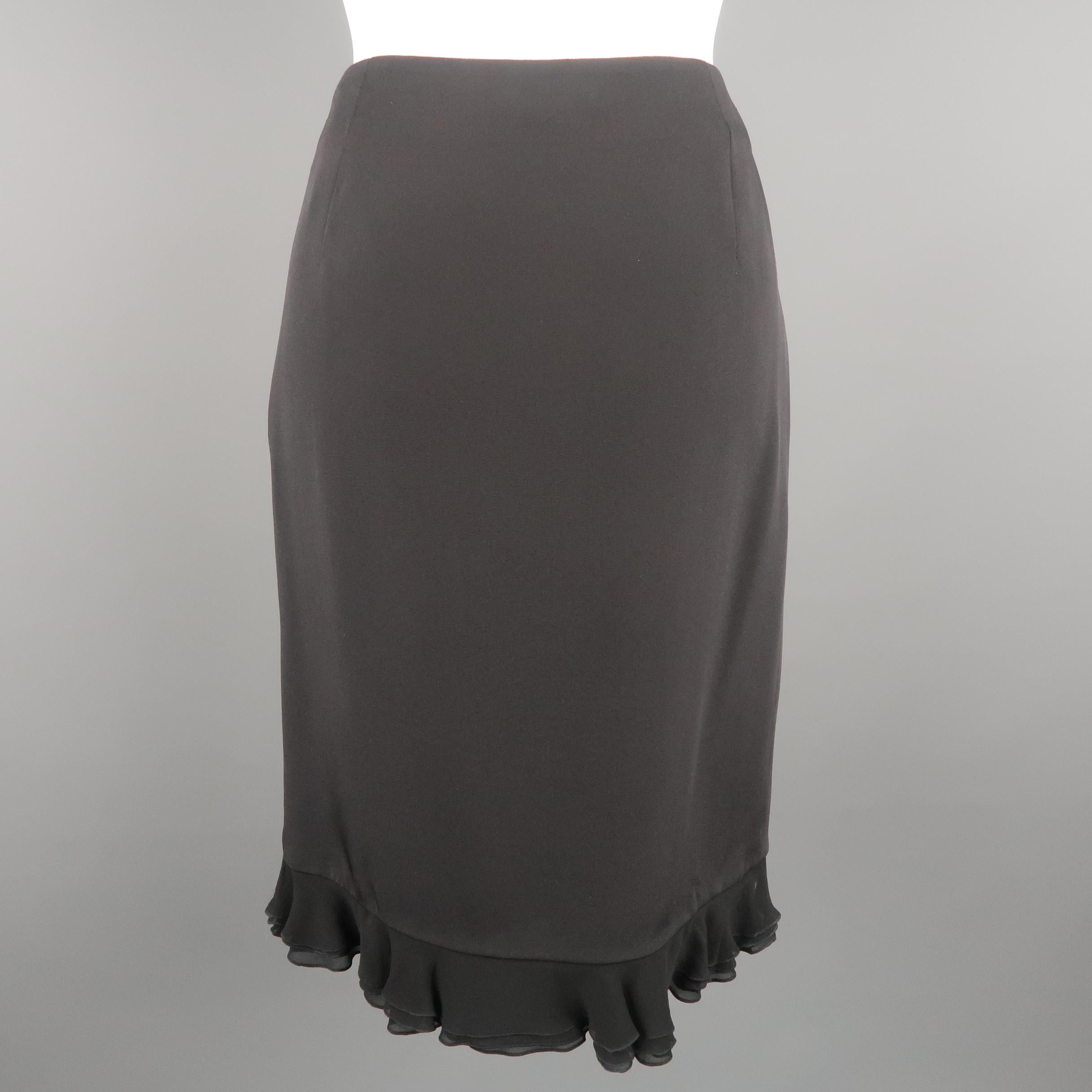 ESCADA Size 8 Black Silk Ruffled Skirt 1