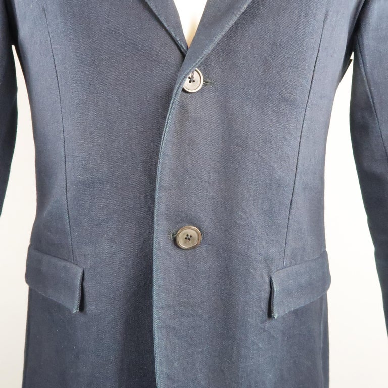 Men's JIL SANDER 38 Indigo Solid Denim Sport Coat Blazer Jacket For