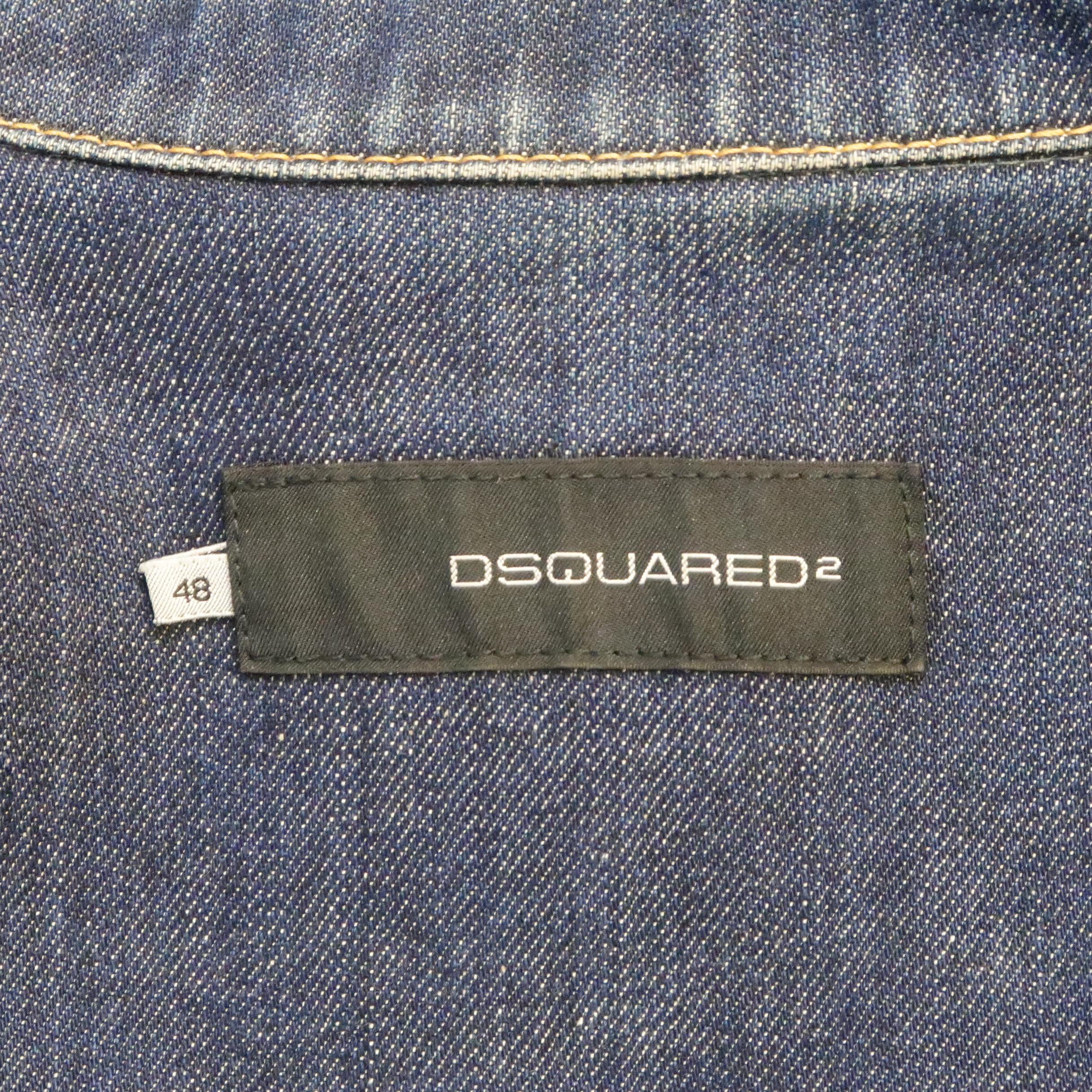 DSQUARED2 38 Indigo Denim Cropped Jean Jacket 5