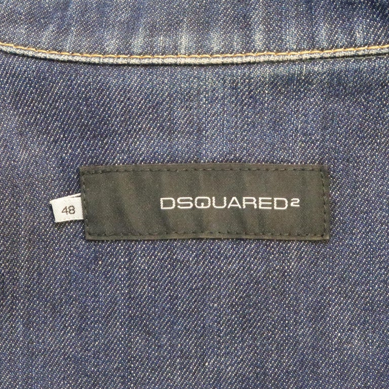 DSQUARED2 38 Indigo Denim Cropped Jean Jacket For Sale at 1stDibs