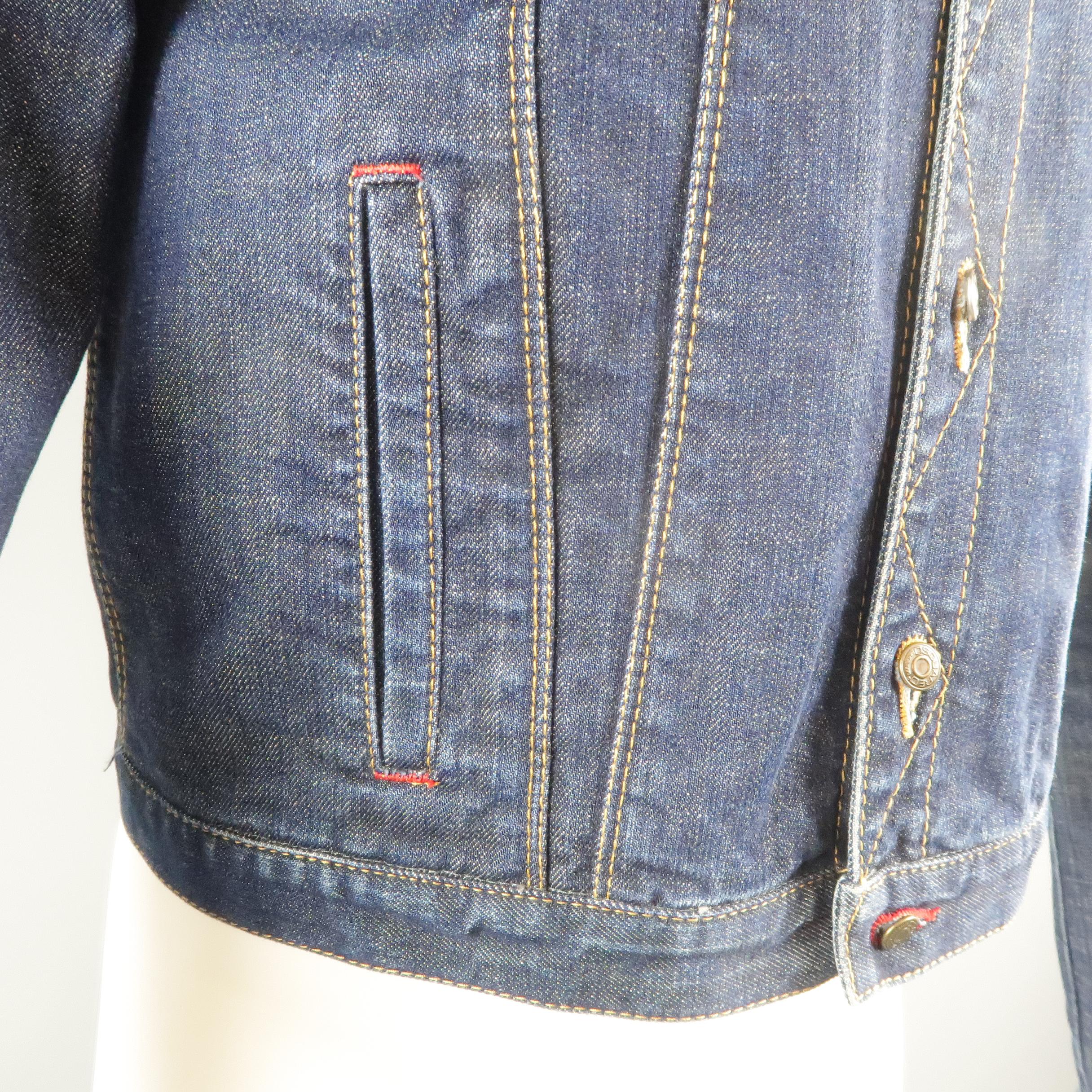 DSQUARED2 38 Indigo Denim Cropped Jean Jacket In Excellent Condition In San Francisco, CA