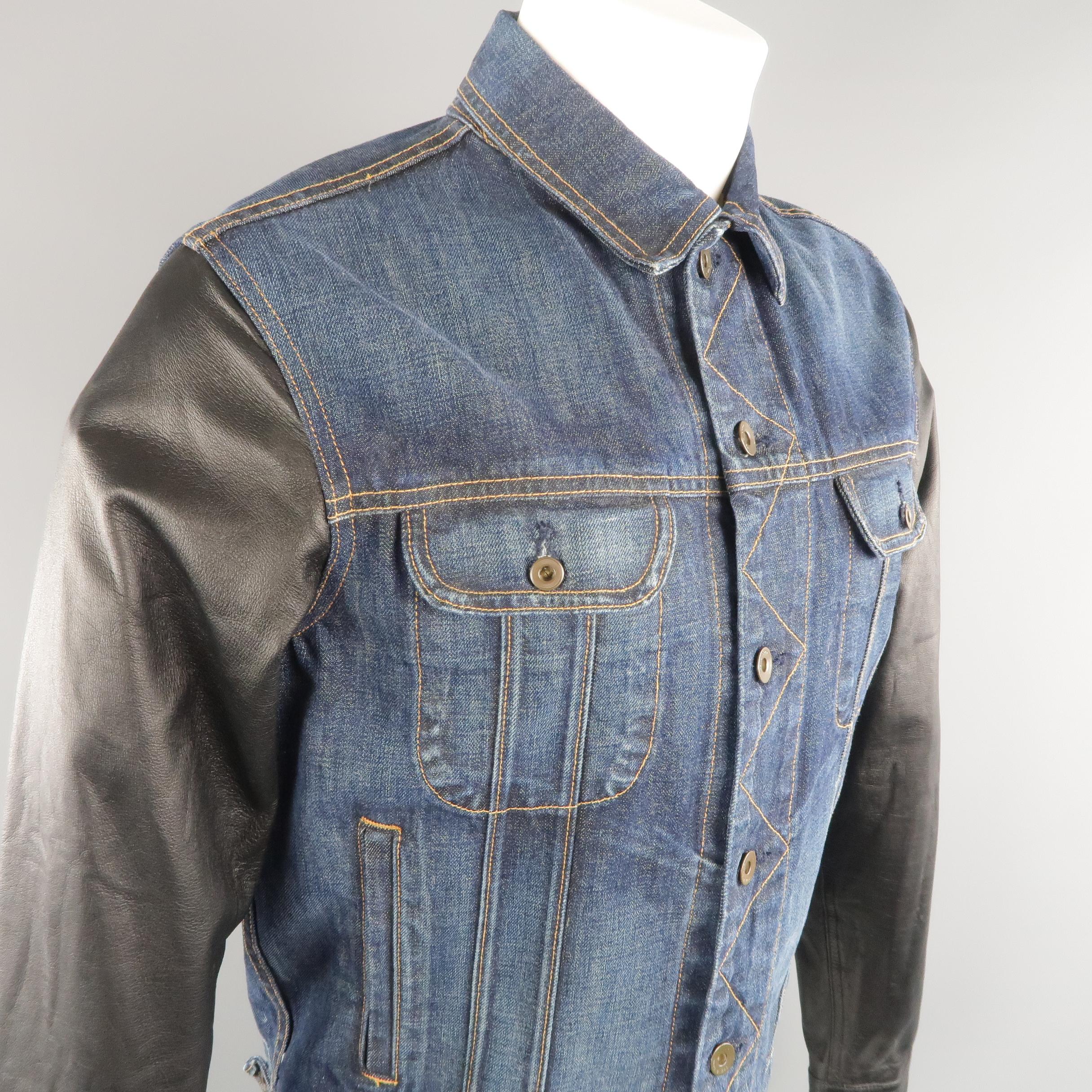rag and bone jean jacket with leather sleeves