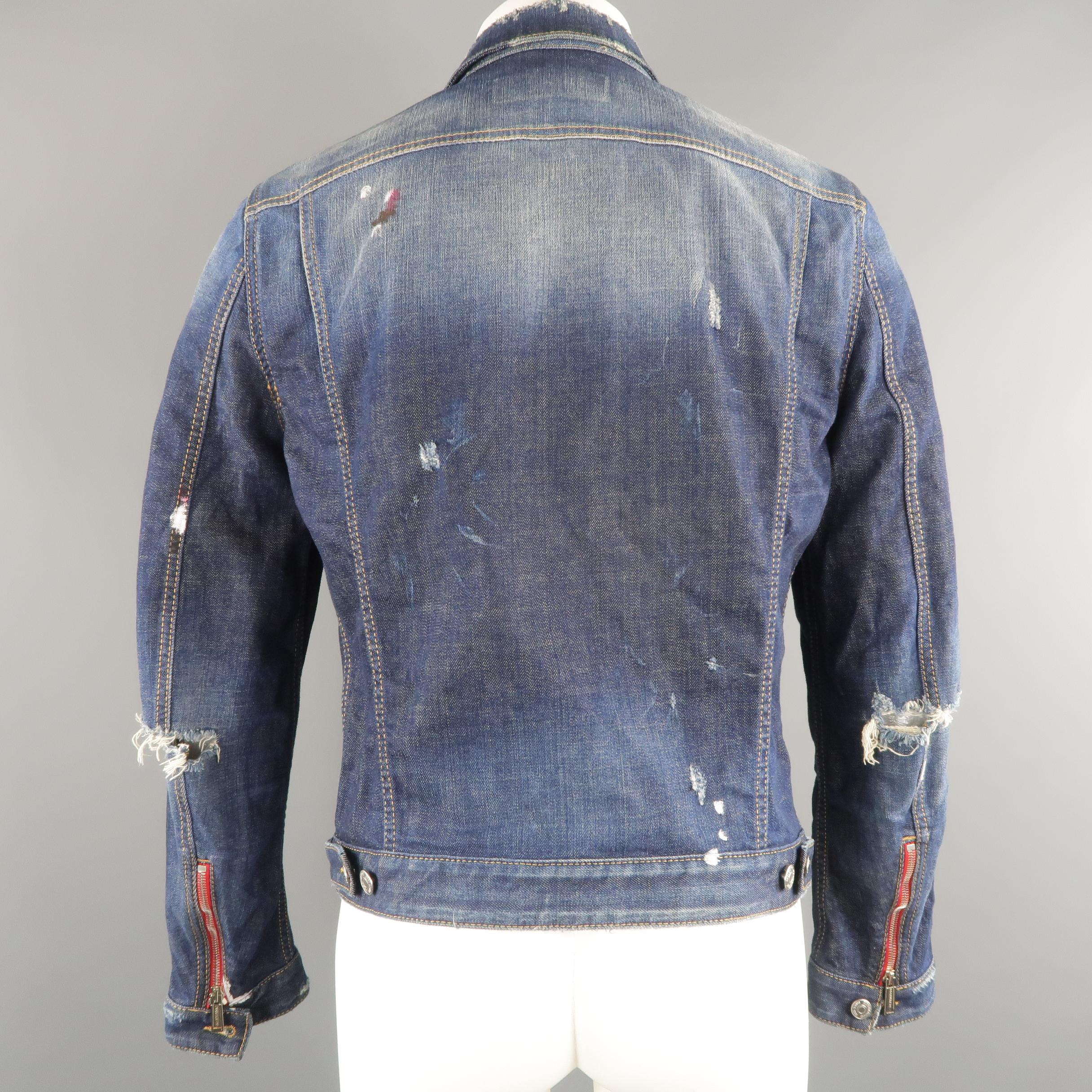 DSQUARED2 42 Indigo Distressed Denim Jacket 2