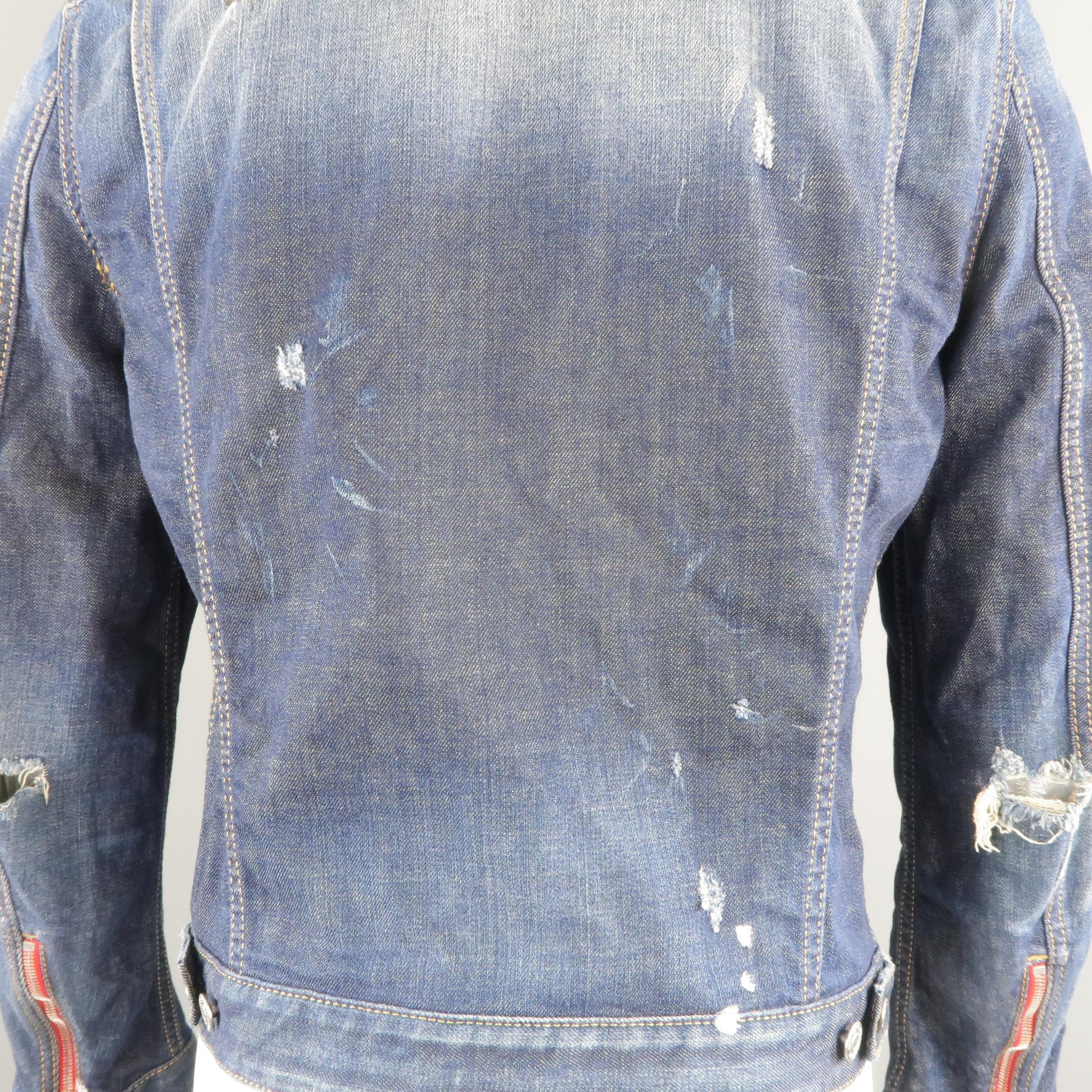 DSQUARED2 42 Indigo Distressed Denim Jacket 6