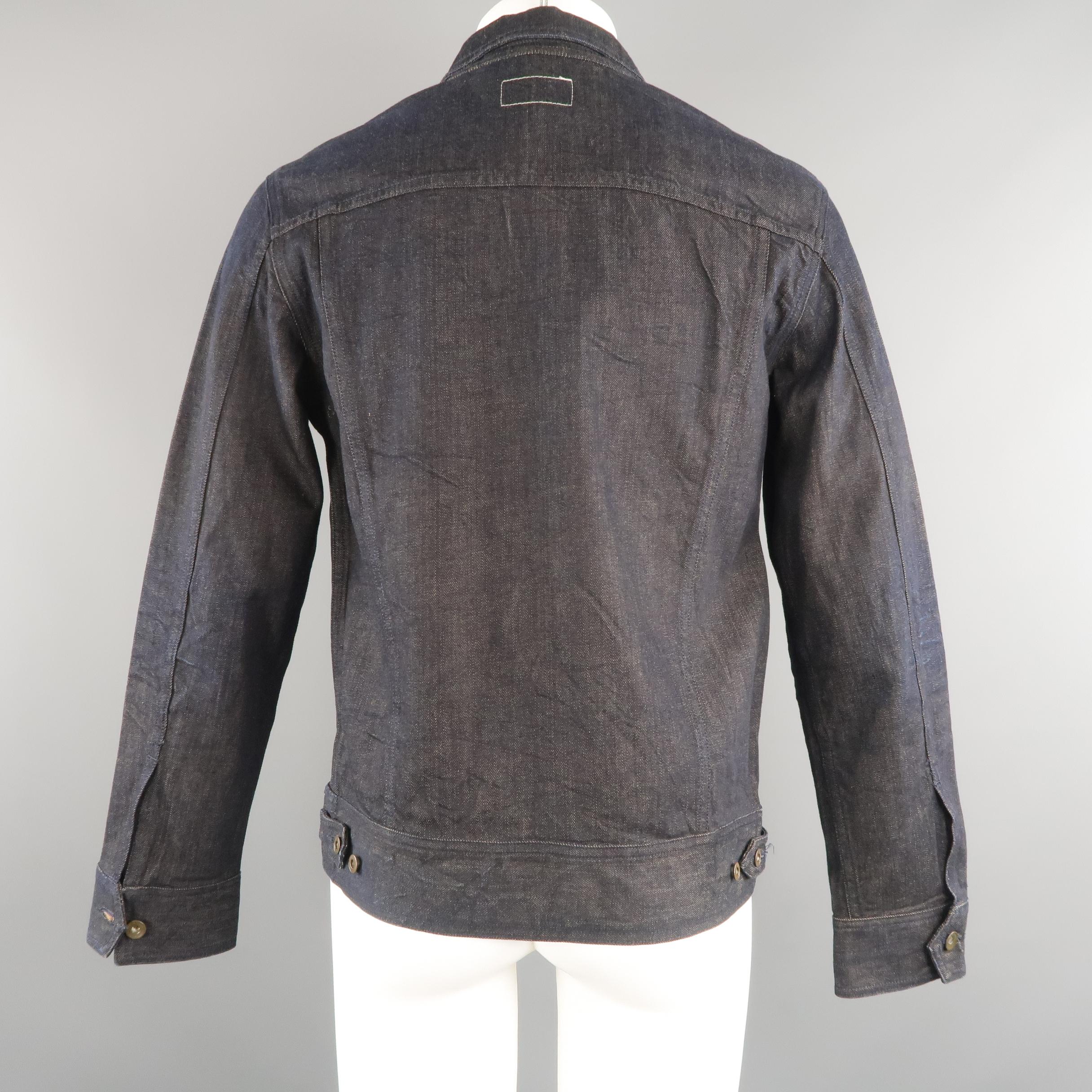 RAG & BONE M Indigo Solid Denim Jacket In New Condition In San Francisco, CA
