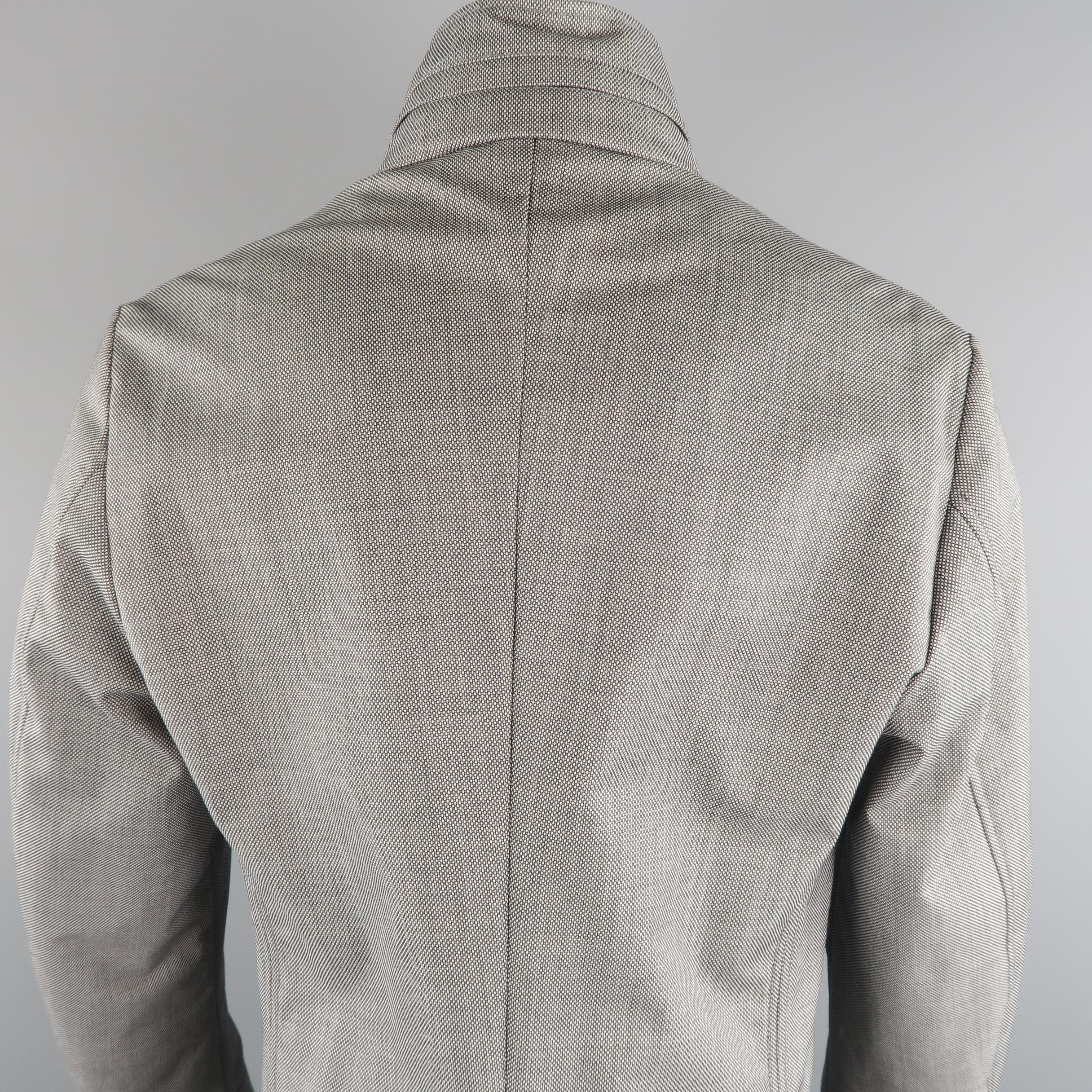 ARMANI COLLEZIONI 44 Black & White Nailhead Wool Blend Jacket In Excellent Condition In San Francisco, CA