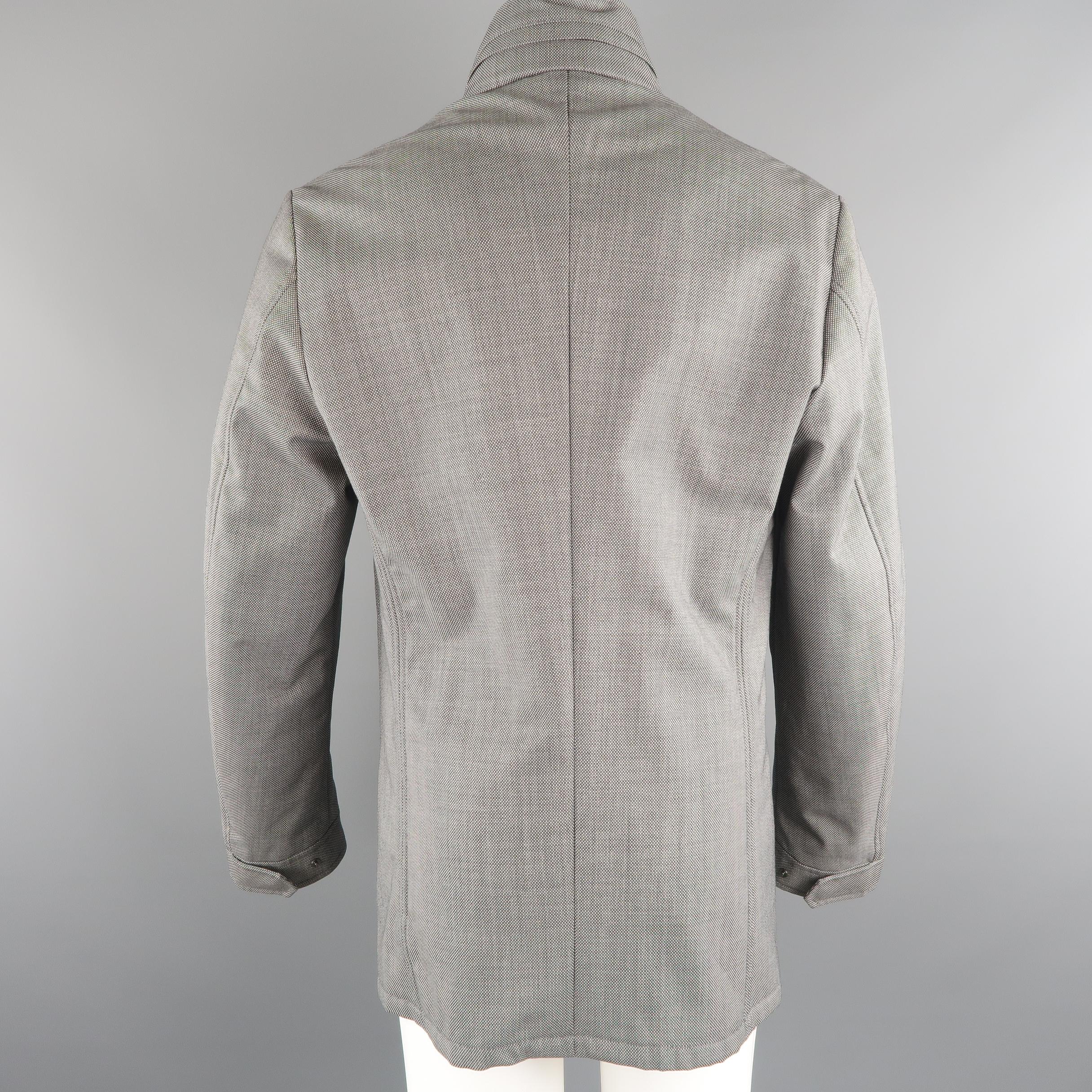 Gray ARMANI COLLEZIONI 44 Black & White Nailhead Wool Blend Jacket