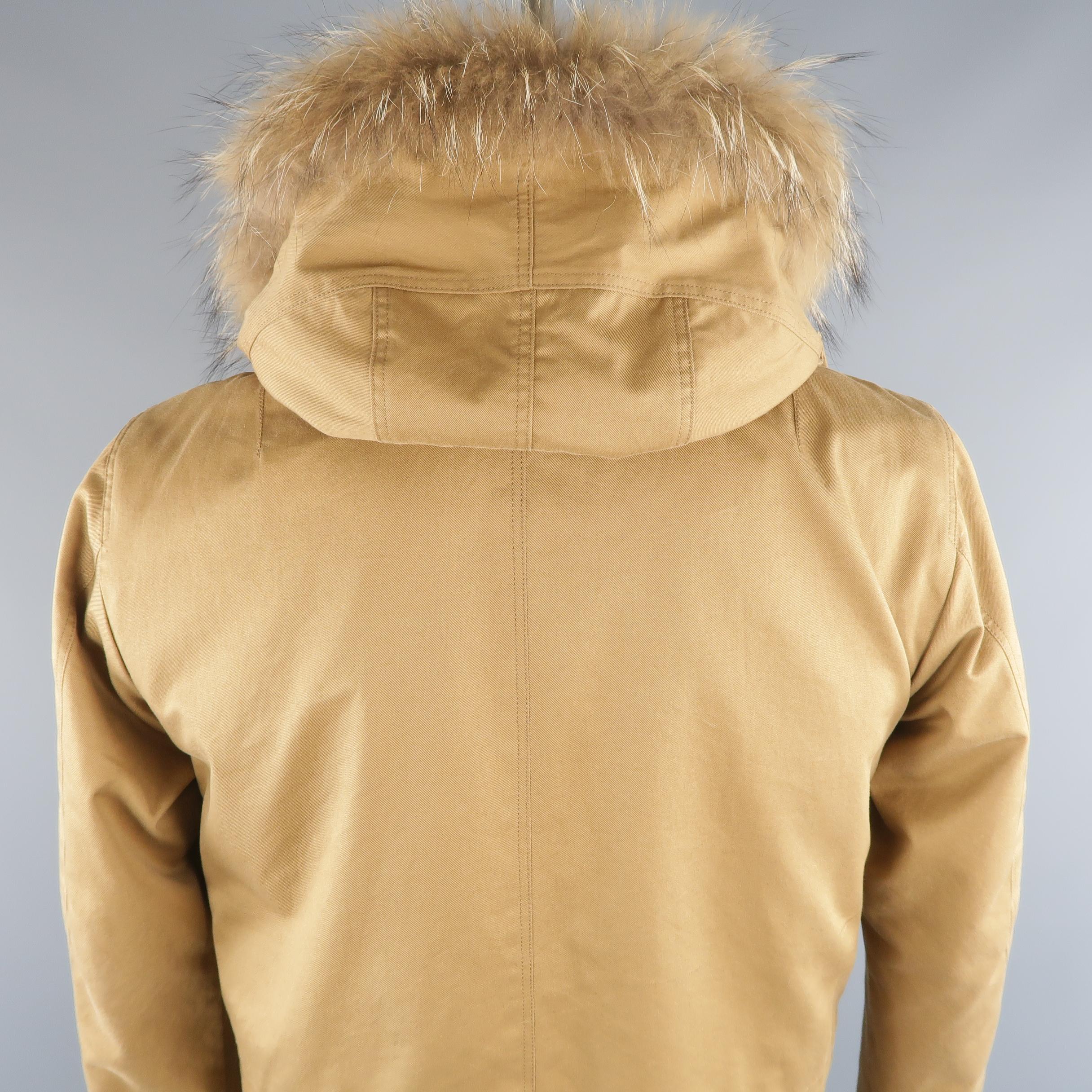 SANDRO L Tan Solid Cotton Hooded Jacket 2