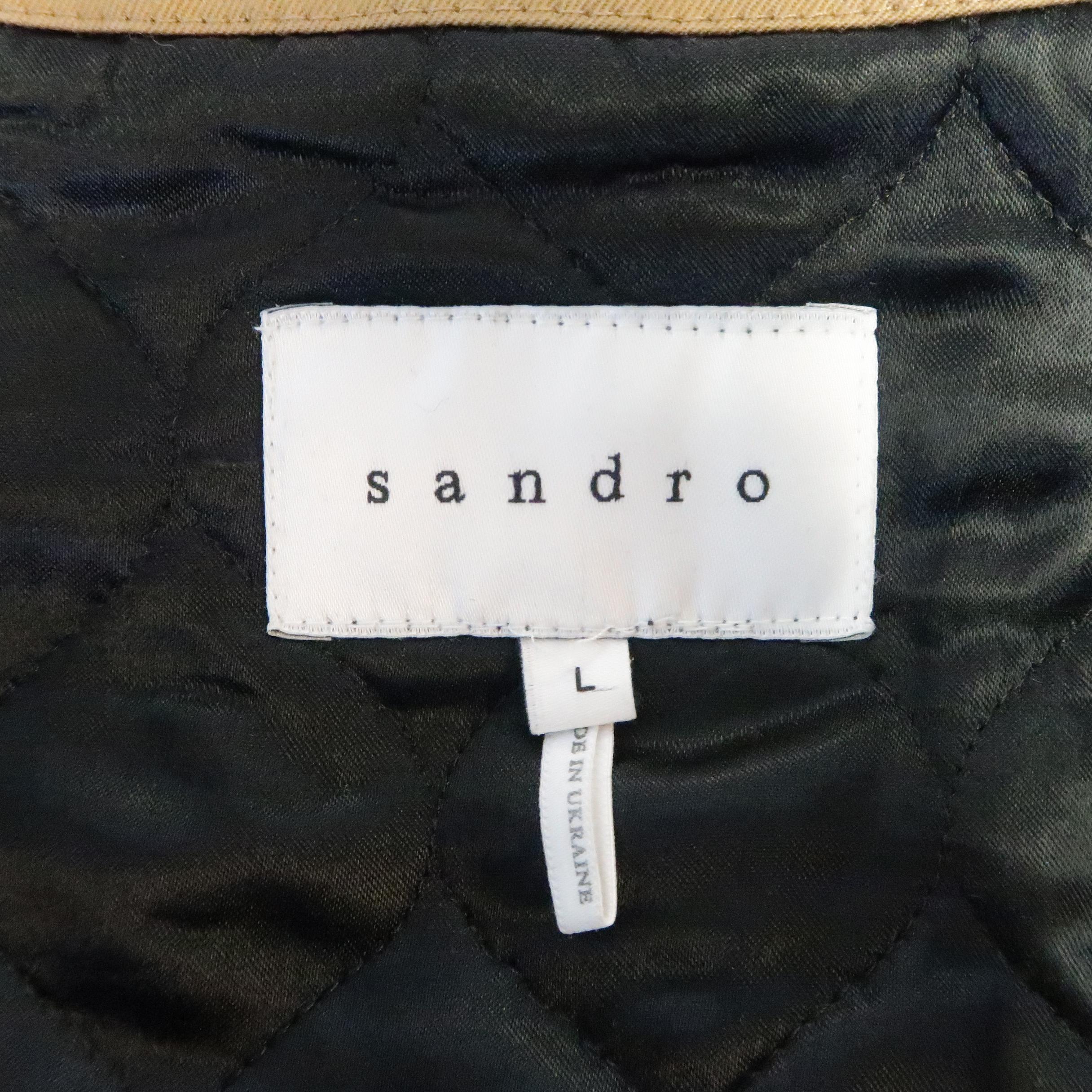 SANDRO L Tan Solid Cotton Hooded Jacket 8