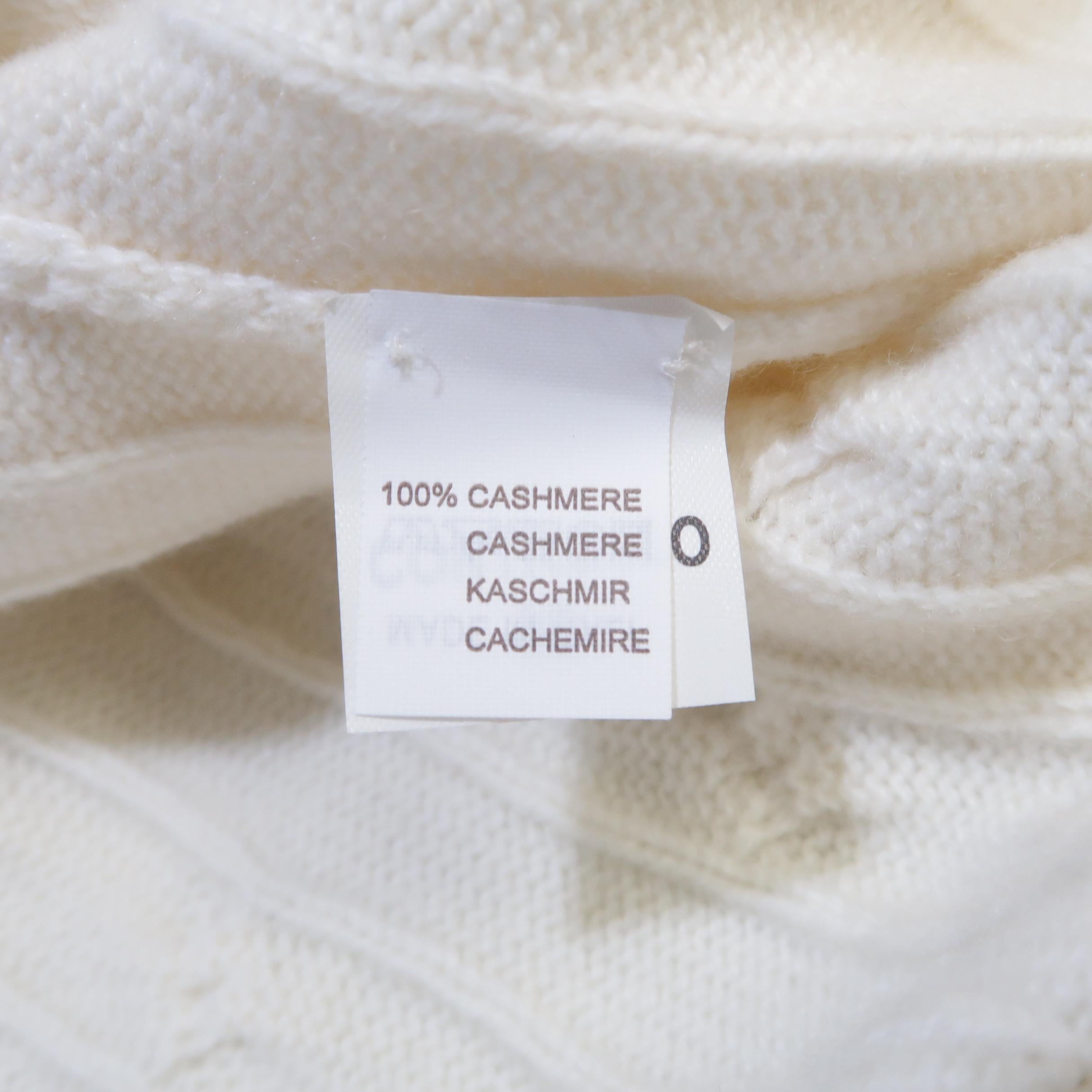 BRUNELLO CUCINELLI Size 44 Cream Cable Knit Cashmere Henley Sweater 2