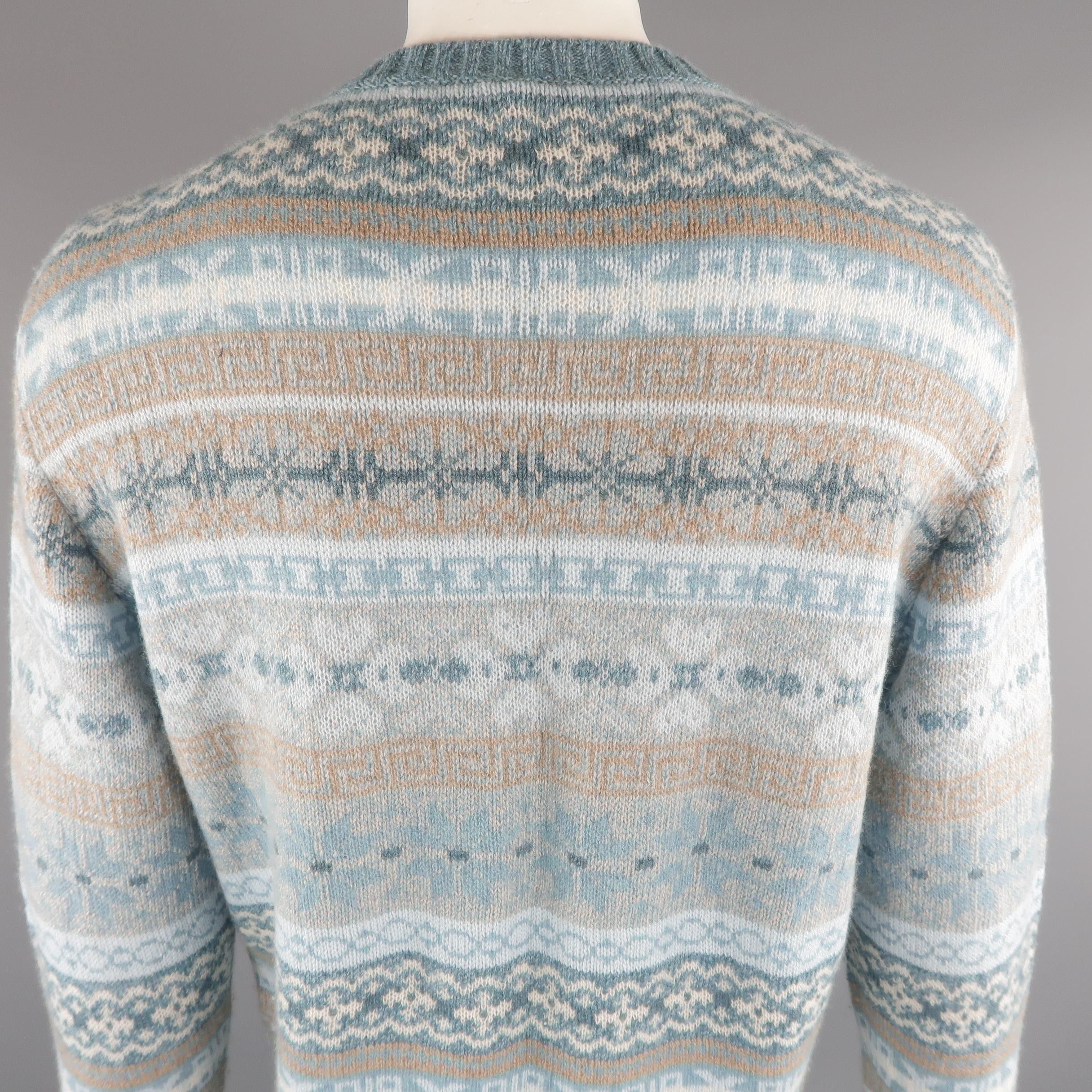 Men's LORO PIANA Size 44 Blue Fairisle Cashmere Sweater