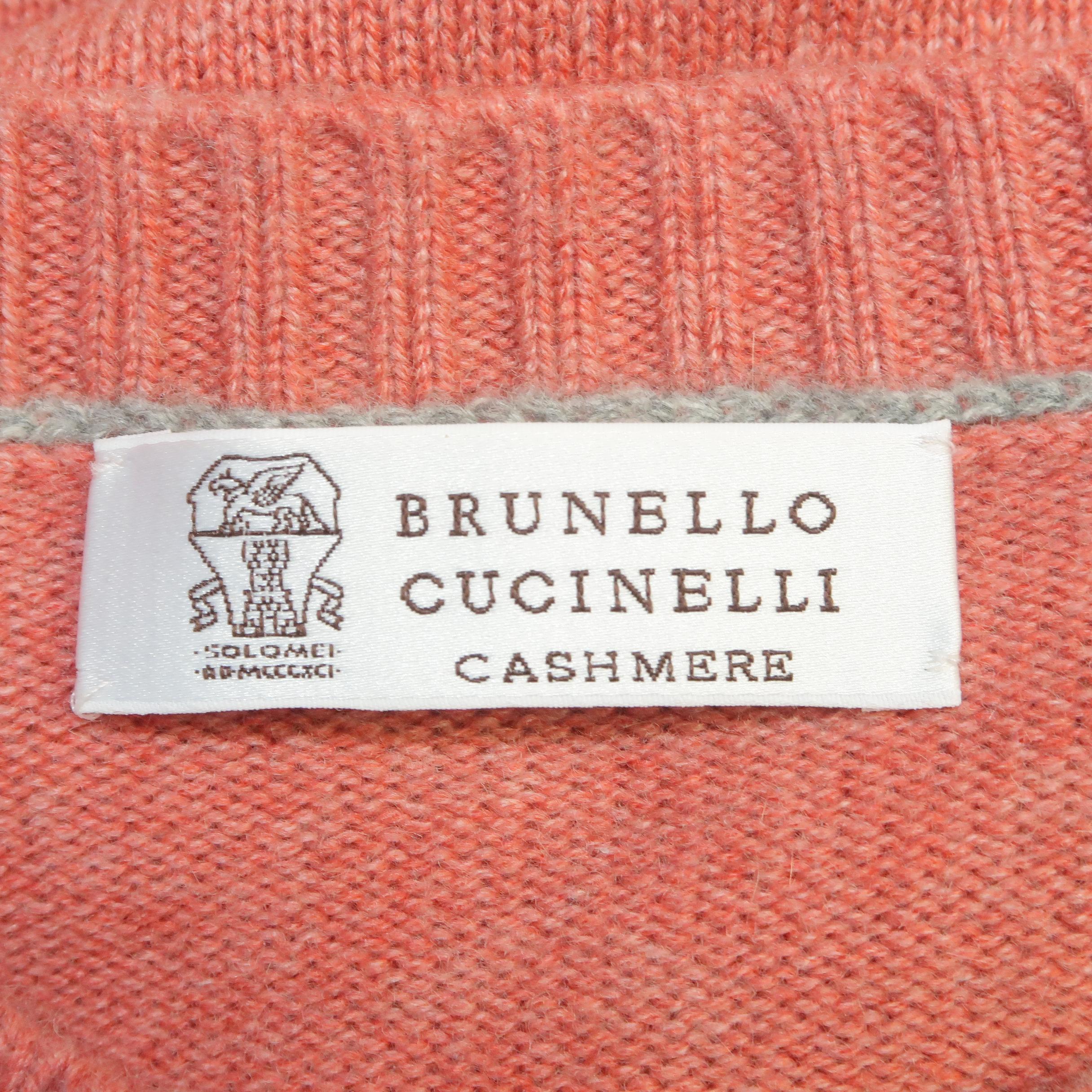 BRUNELLO CUCINELLI Size 42 Salmon Knitted Cashmere Sweater 3