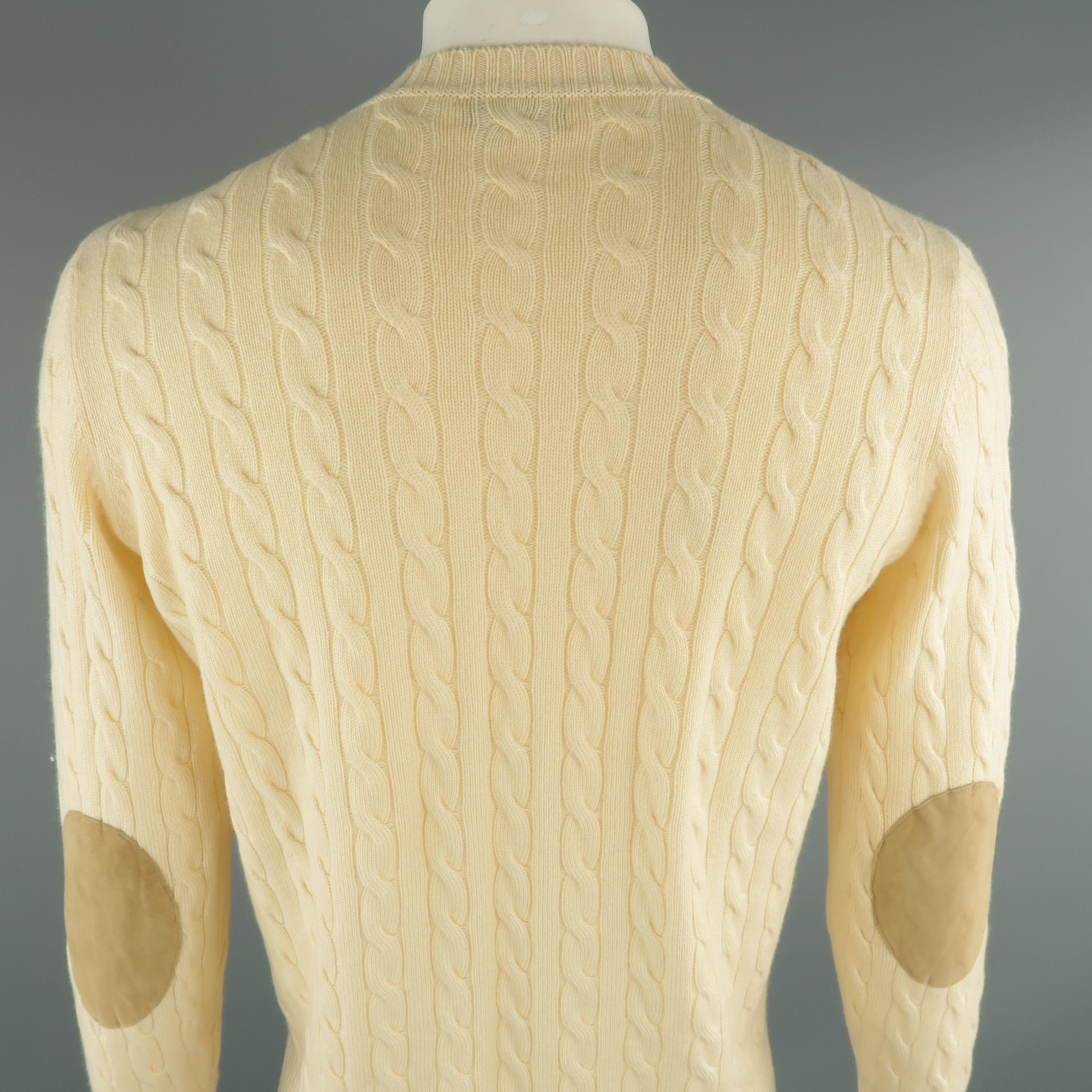 BRUNELLO CUCINELLI Size 42 Beige Cable Knit Cashmere Sweater 1