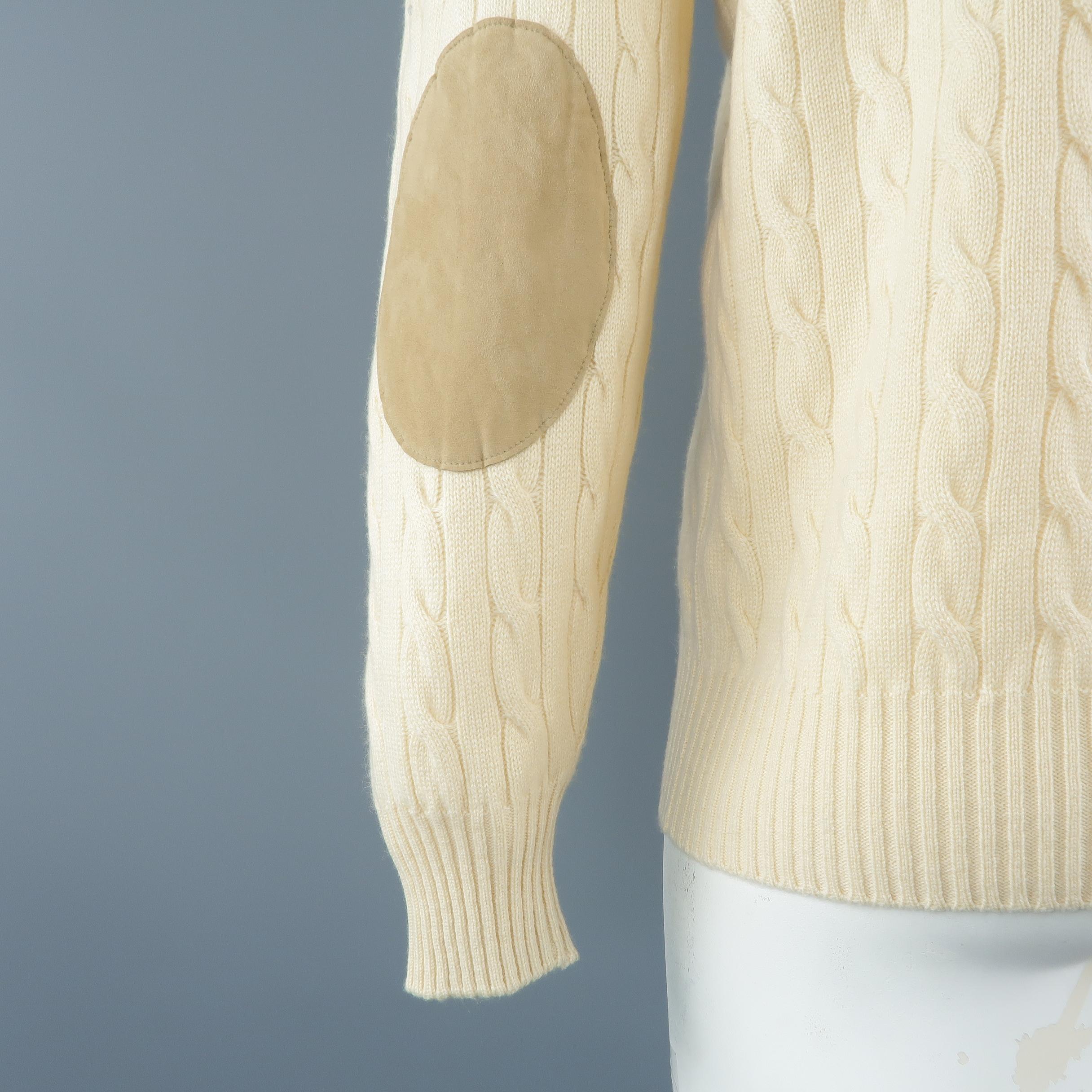 BRUNELLO CUCINELLI Size 42 Beige Cable Knit Cashmere Sweater 2