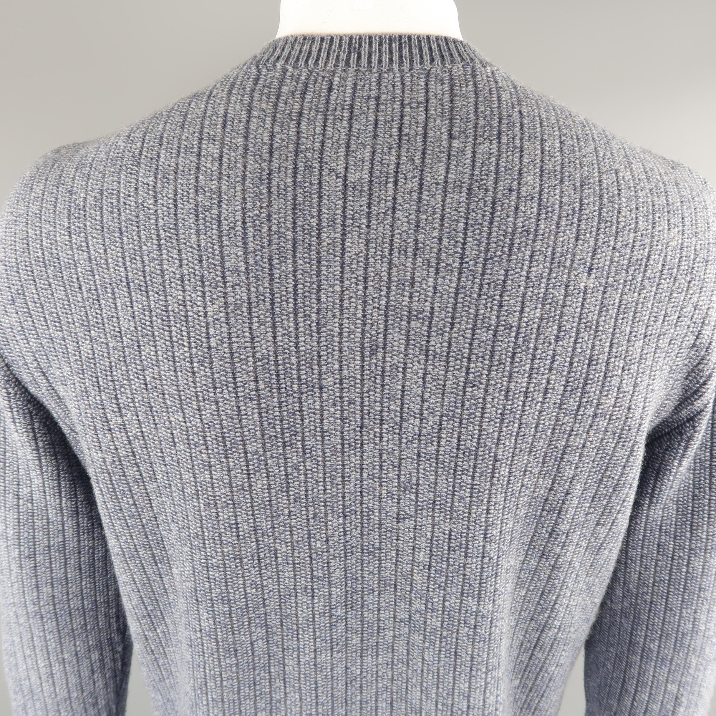 Men's LORO PIANA Size 42 Navy Ribbed Knit Cashmere Sweater