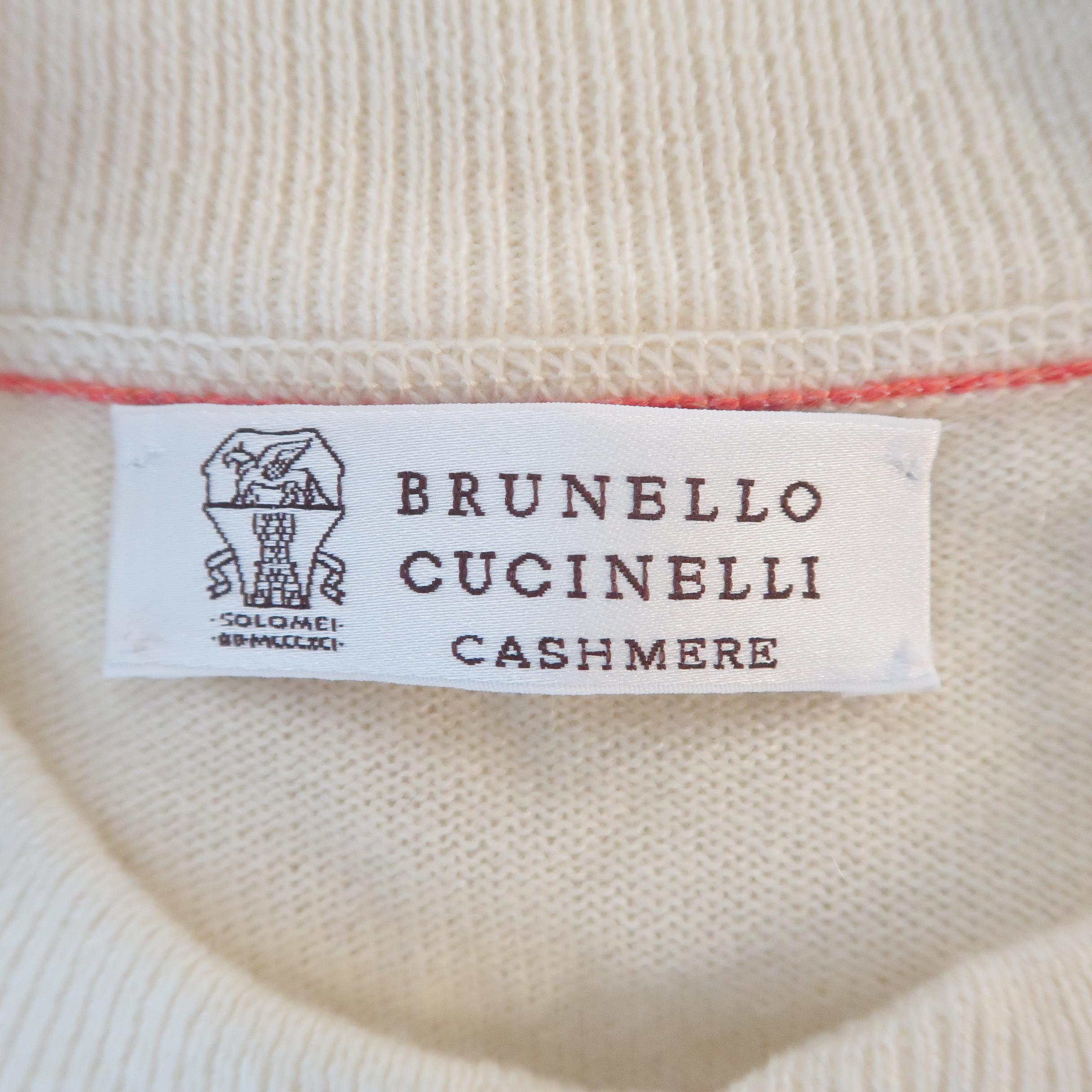 BRUNELLO CUCINELLI Size 44 Beige Cable Knit Cashmere Henley Sweater 5
