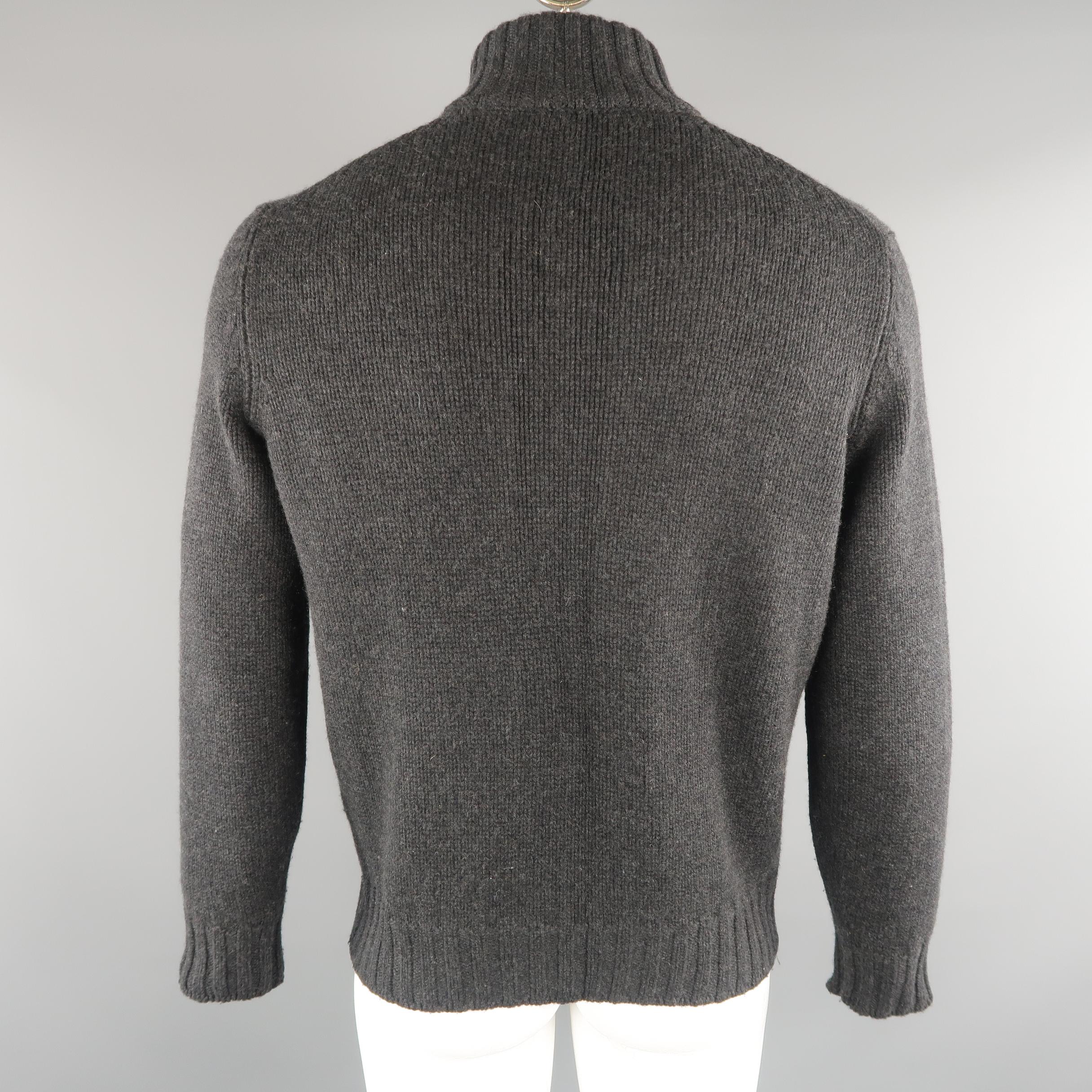 Men's BRUNELLO CUCINELLI Size 42 Charcoal Knitted Cashmere Pullover Sweater